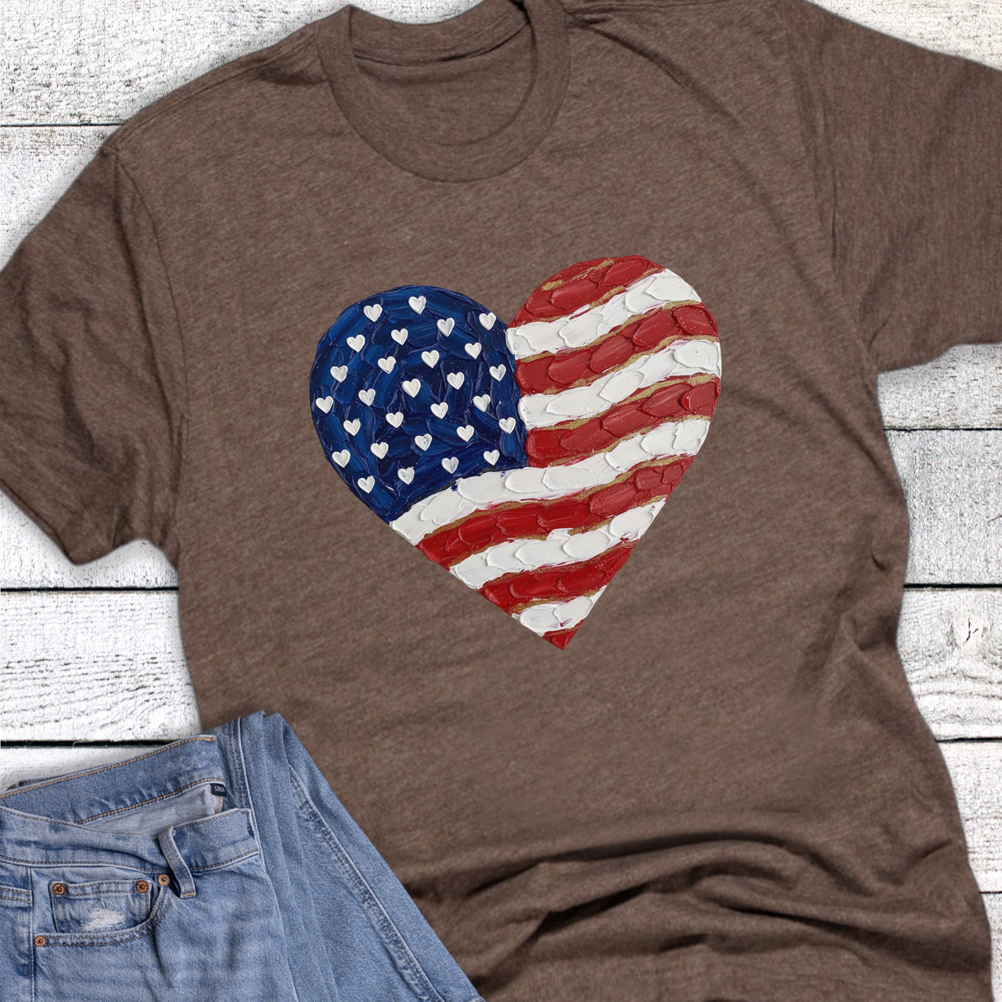 Patriotic Brushstroke American Flag Heart