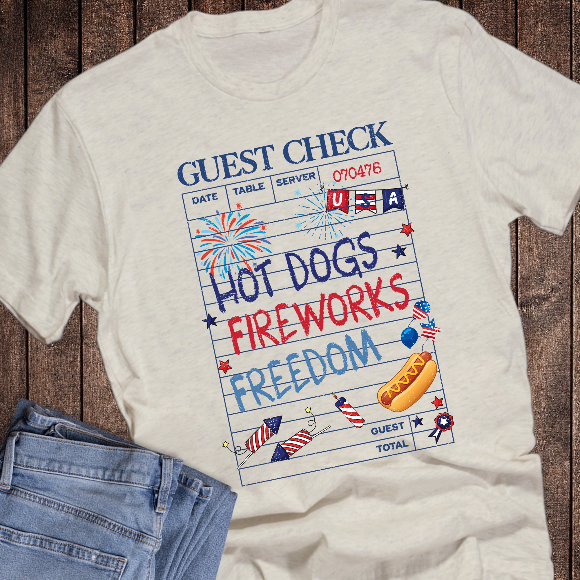 Patriotic Check Fireworks and Freedom