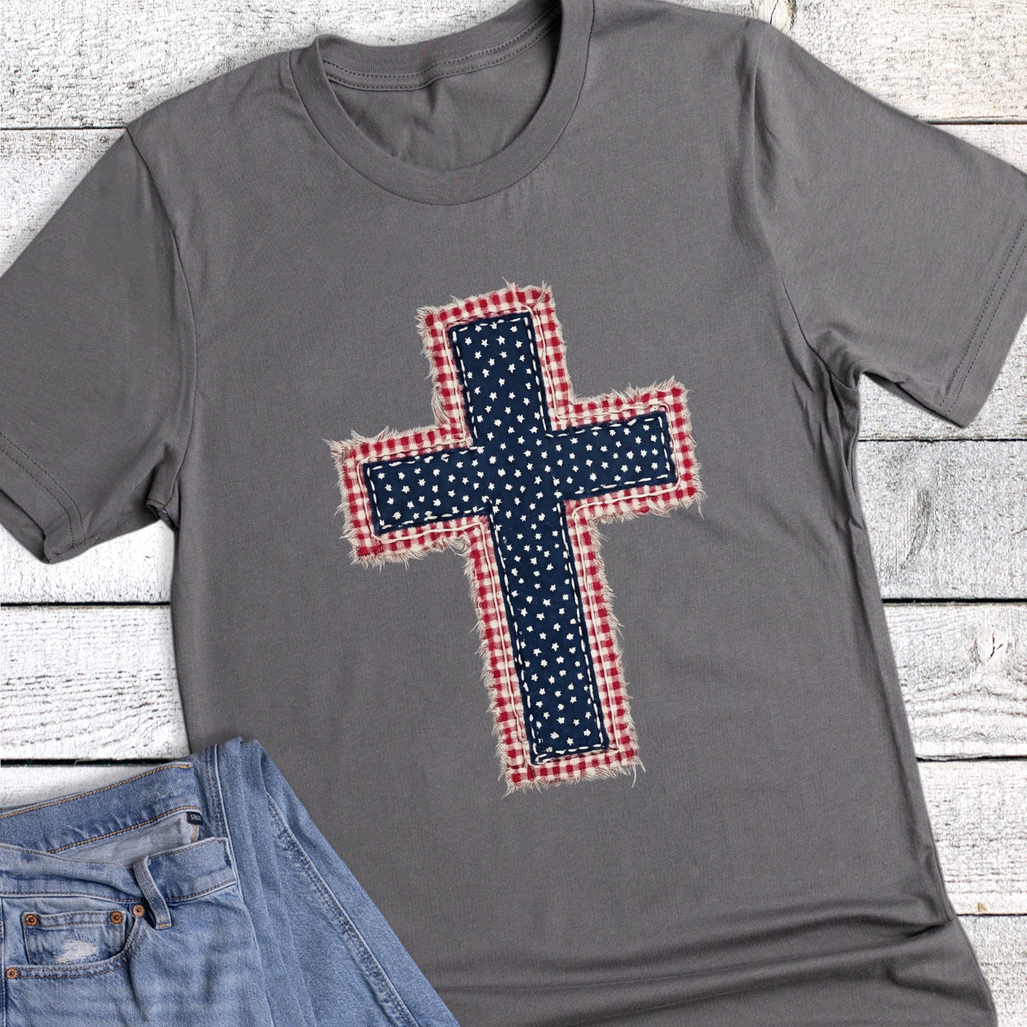 Patriotic Faith Cross Gingham
