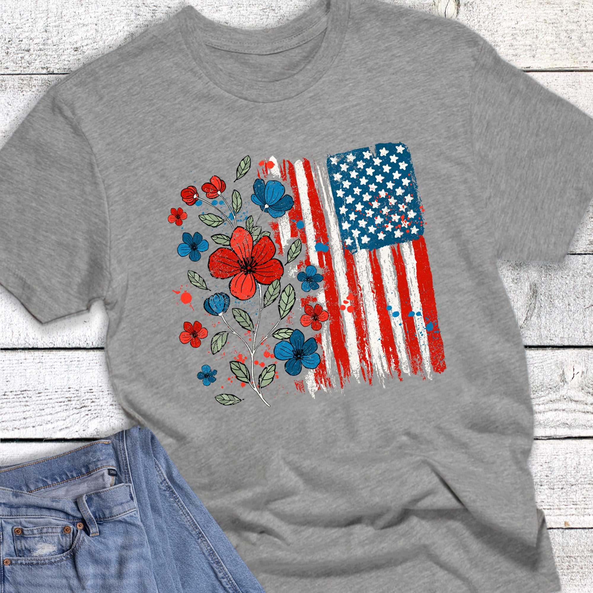 Patriotic Floral and Flag