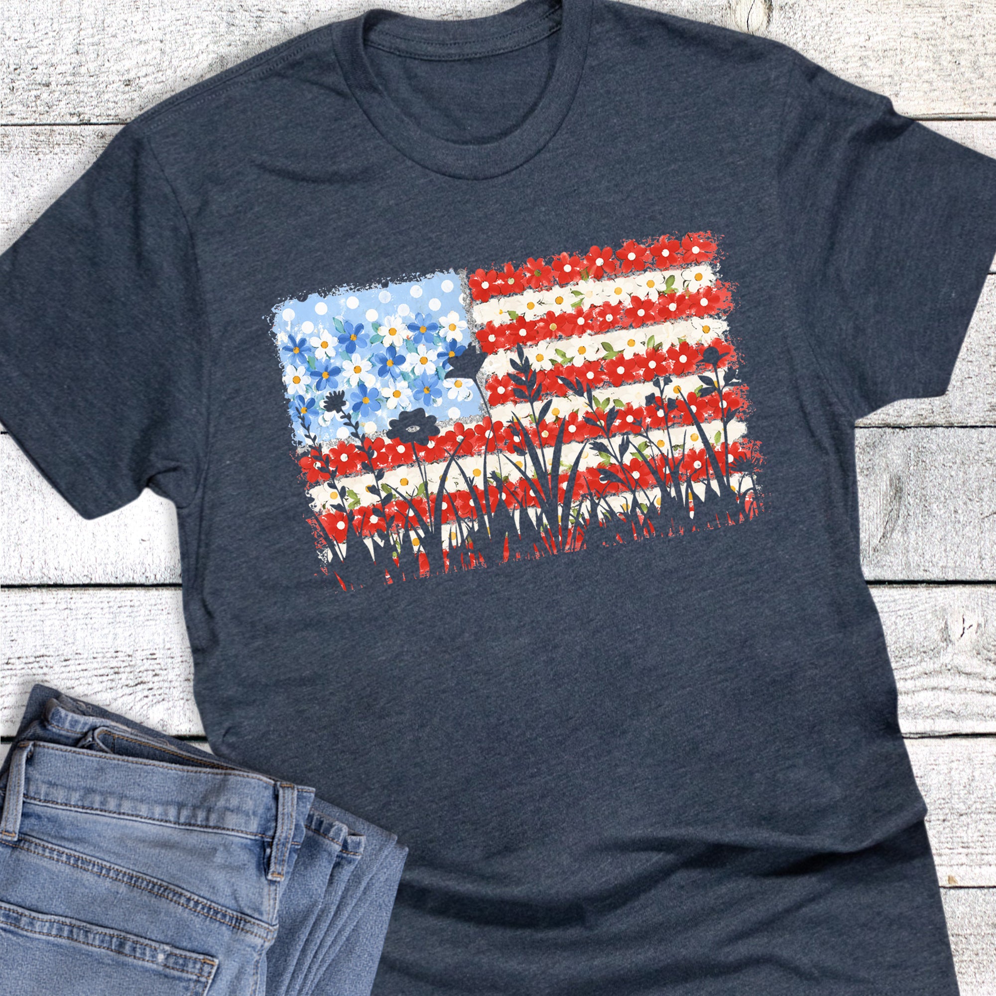 Patriotic Floral Flag Cutout