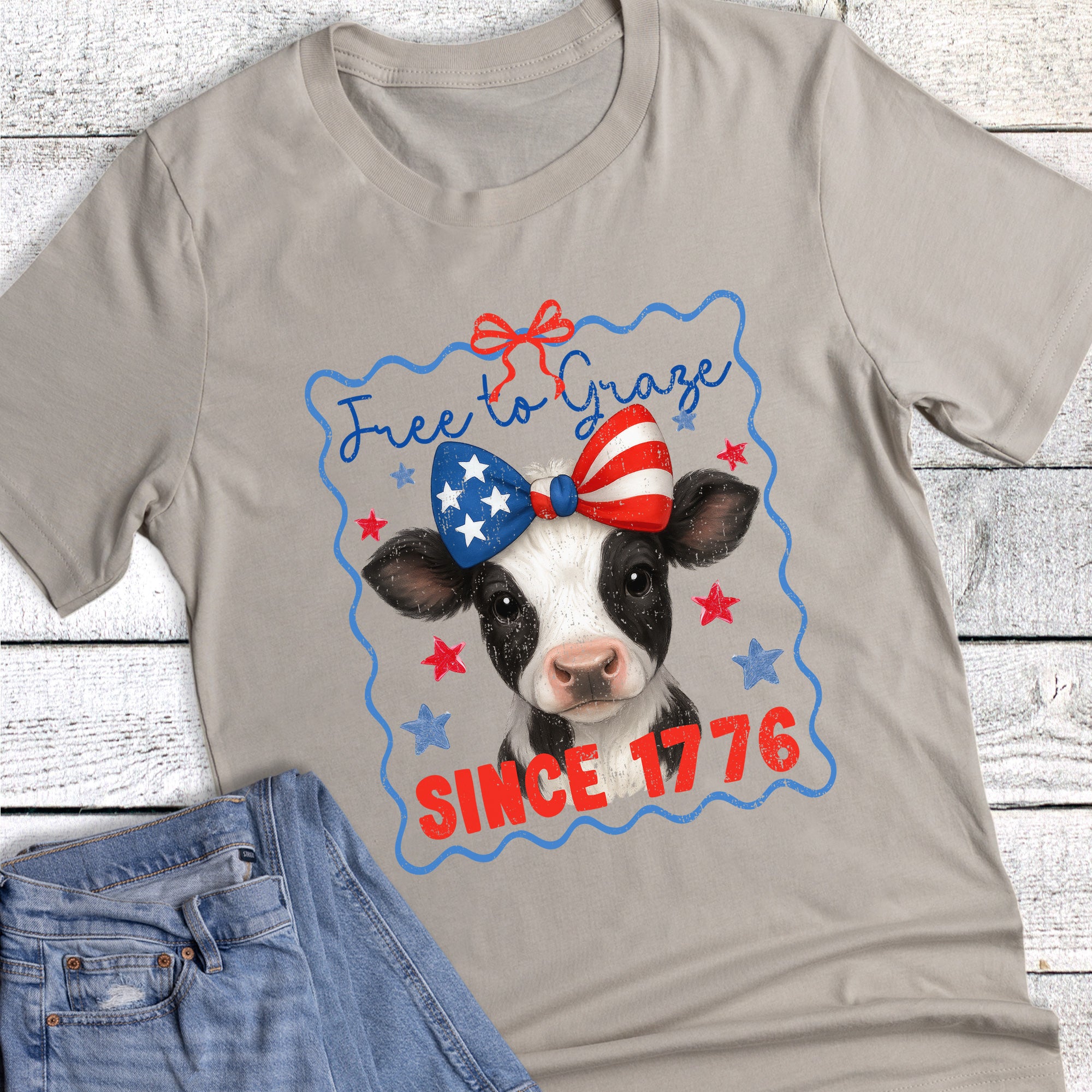 Patriotic Free to Graze Cow