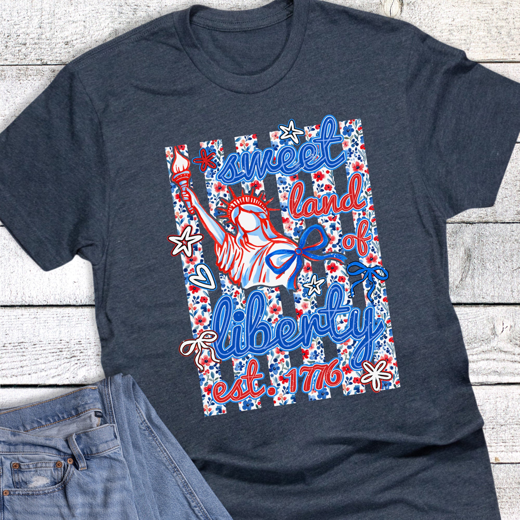 Patriotic Sweet Land of Liberty Statue Stripes