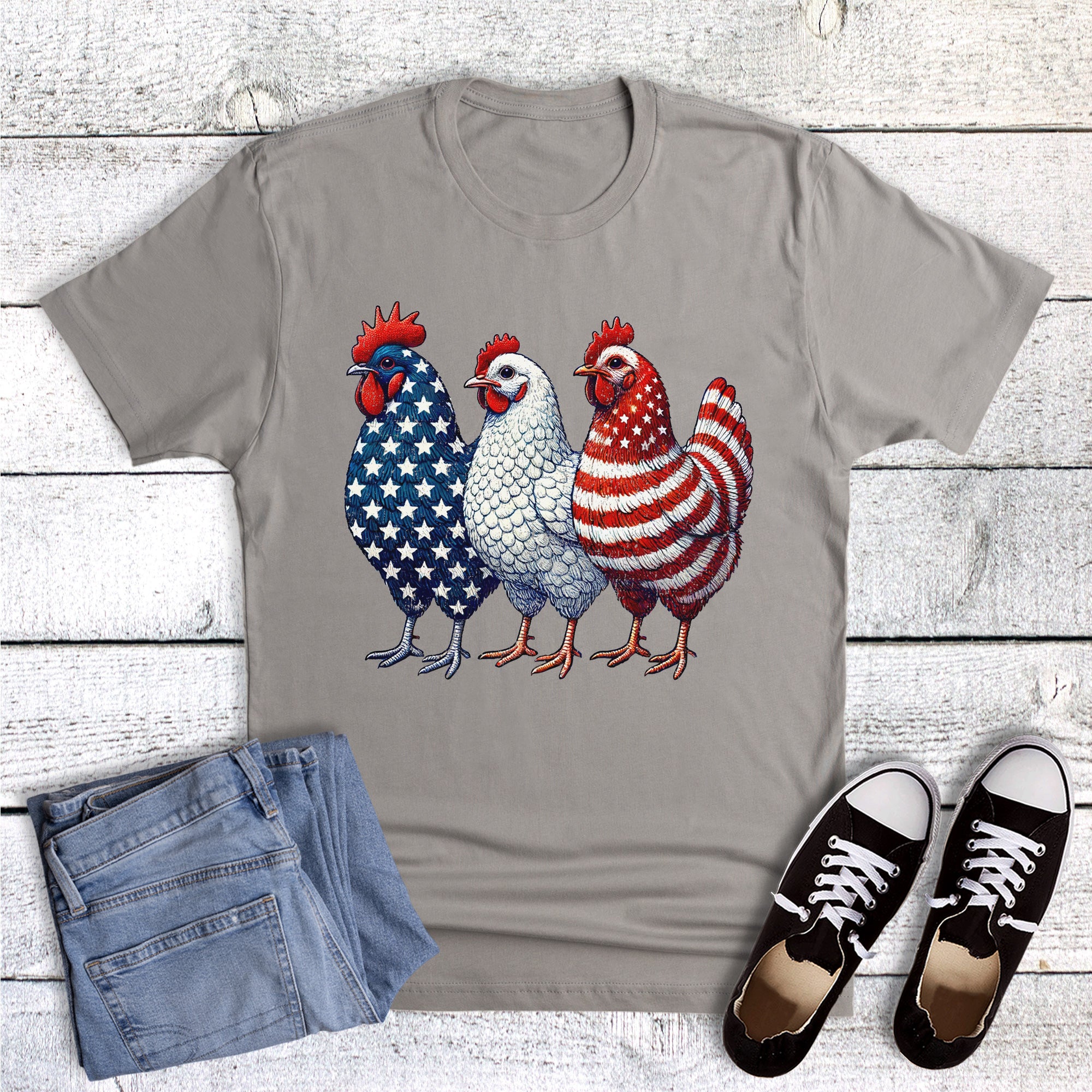 Patriotic USA Chickens Stars and Stripes