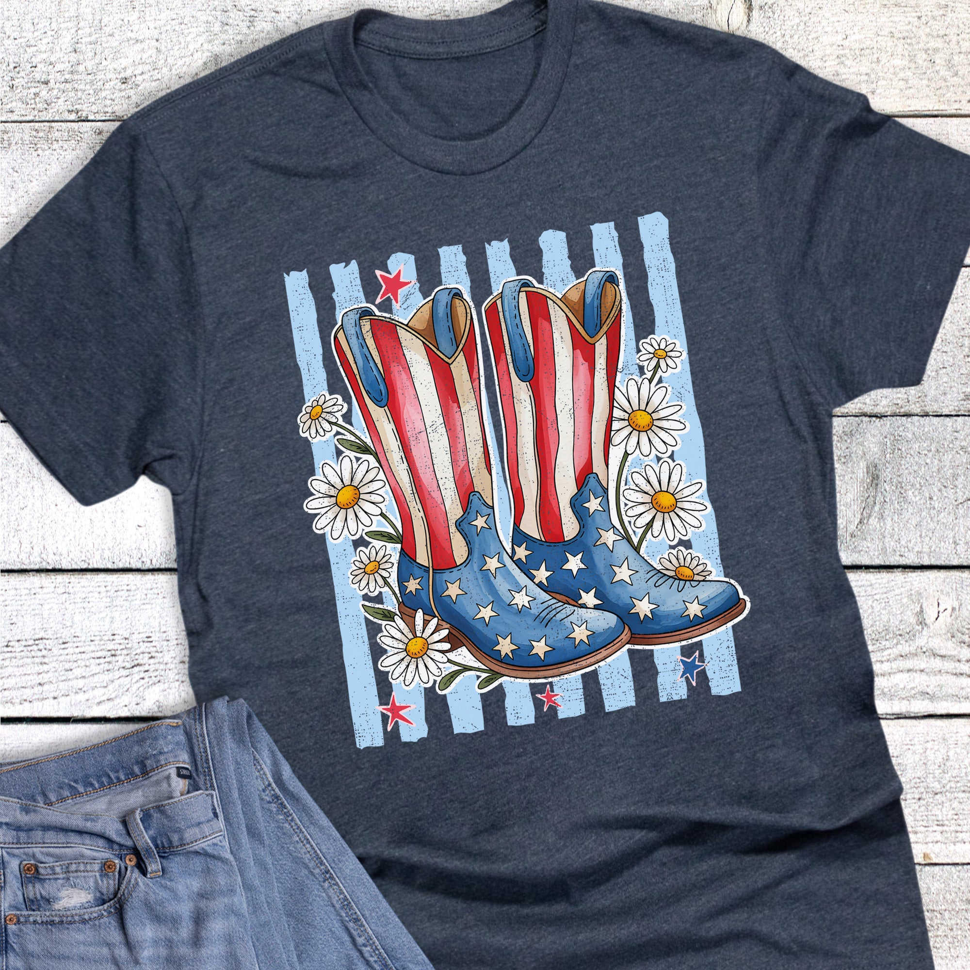 Patriotic Western Stars and Stripes Boots