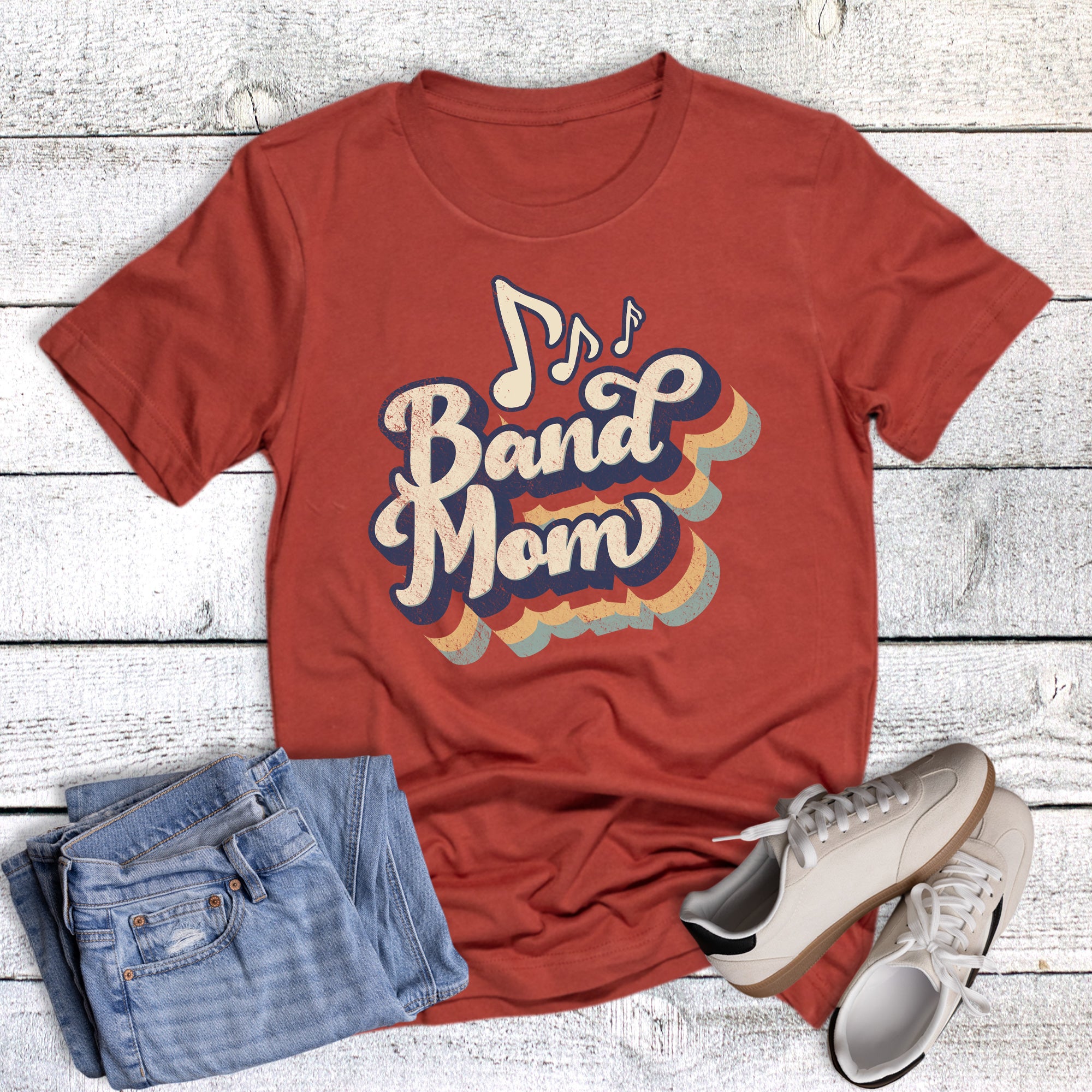Retro Band Mom Music Notes