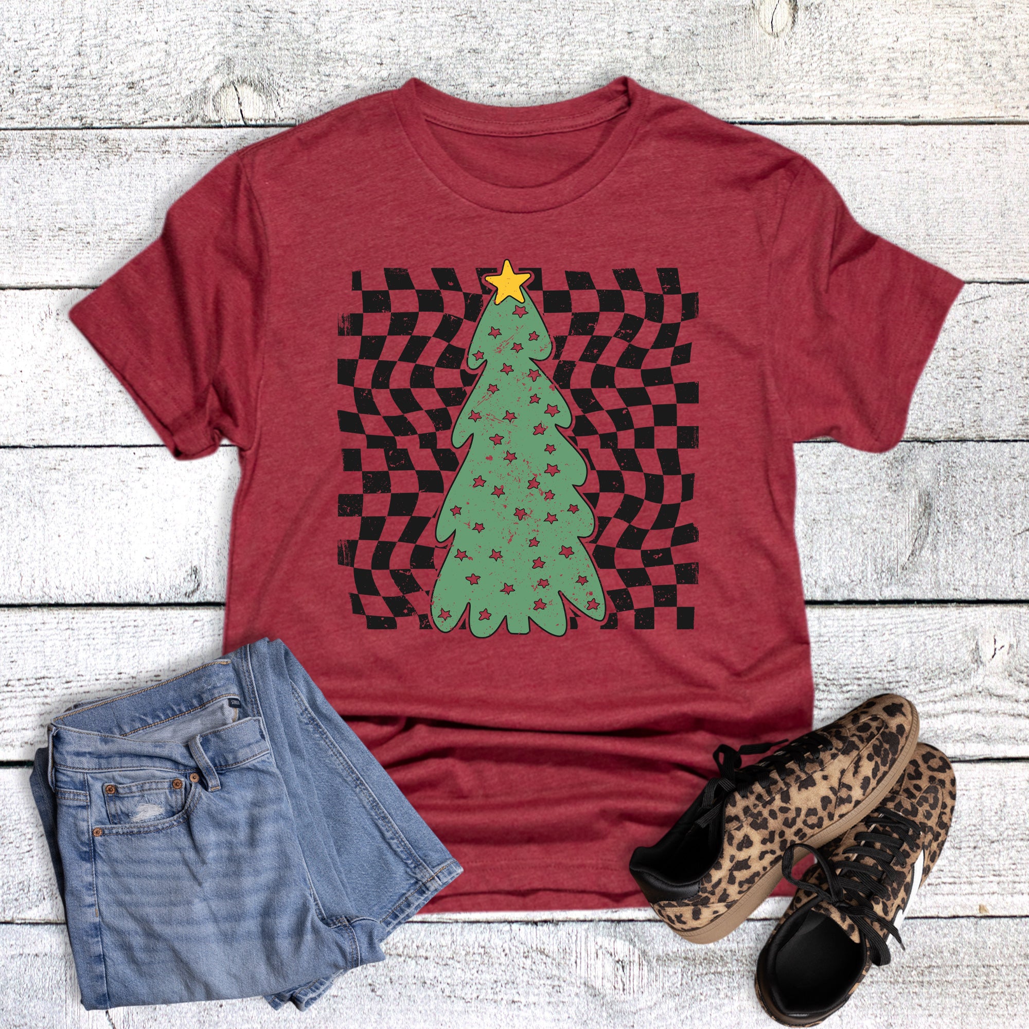 Retro Checkered Christmas Tree