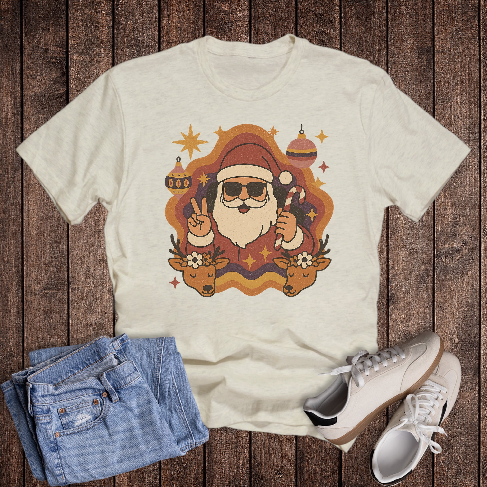 Retro Christmas Peace Santa