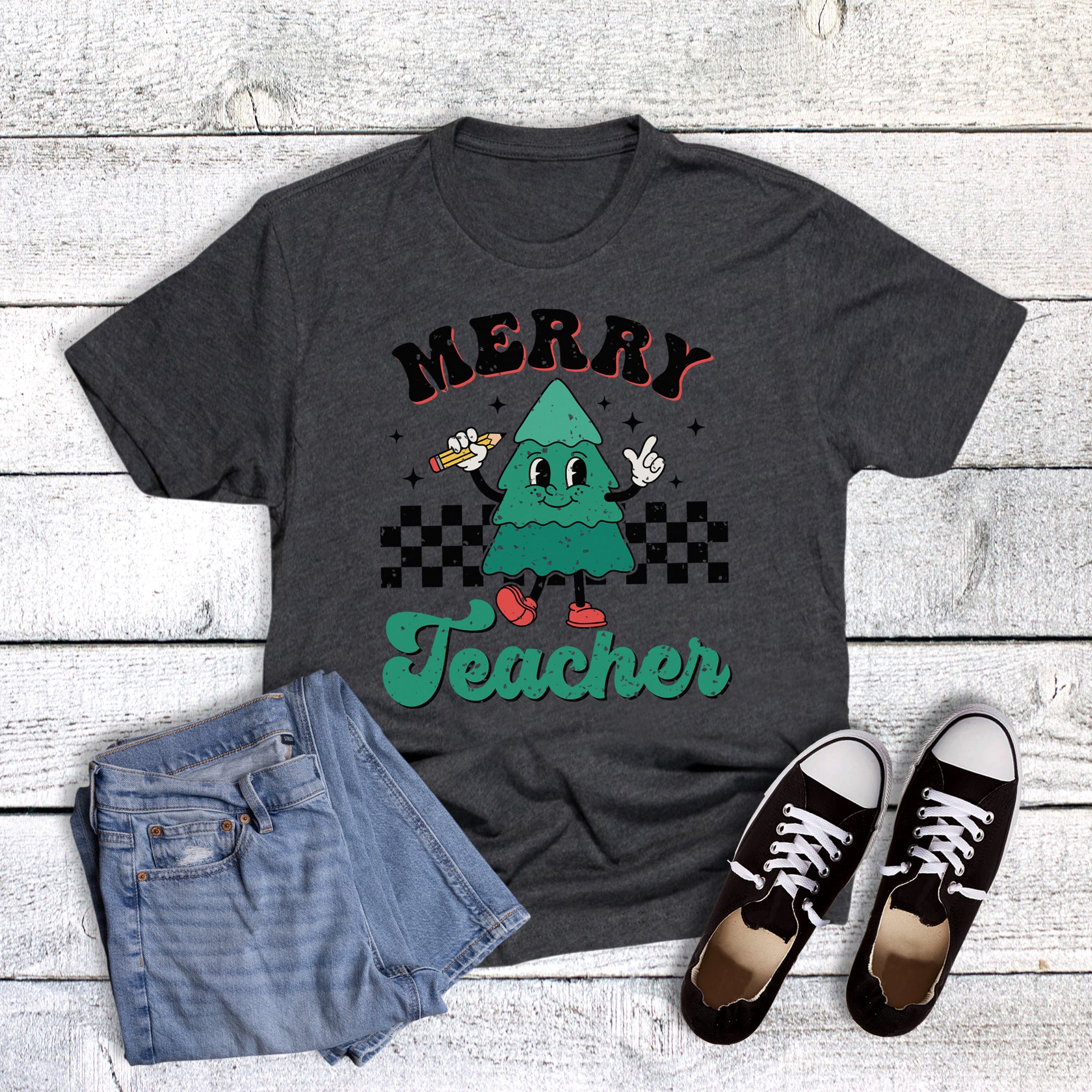 Retro Merry Teacher Tree
