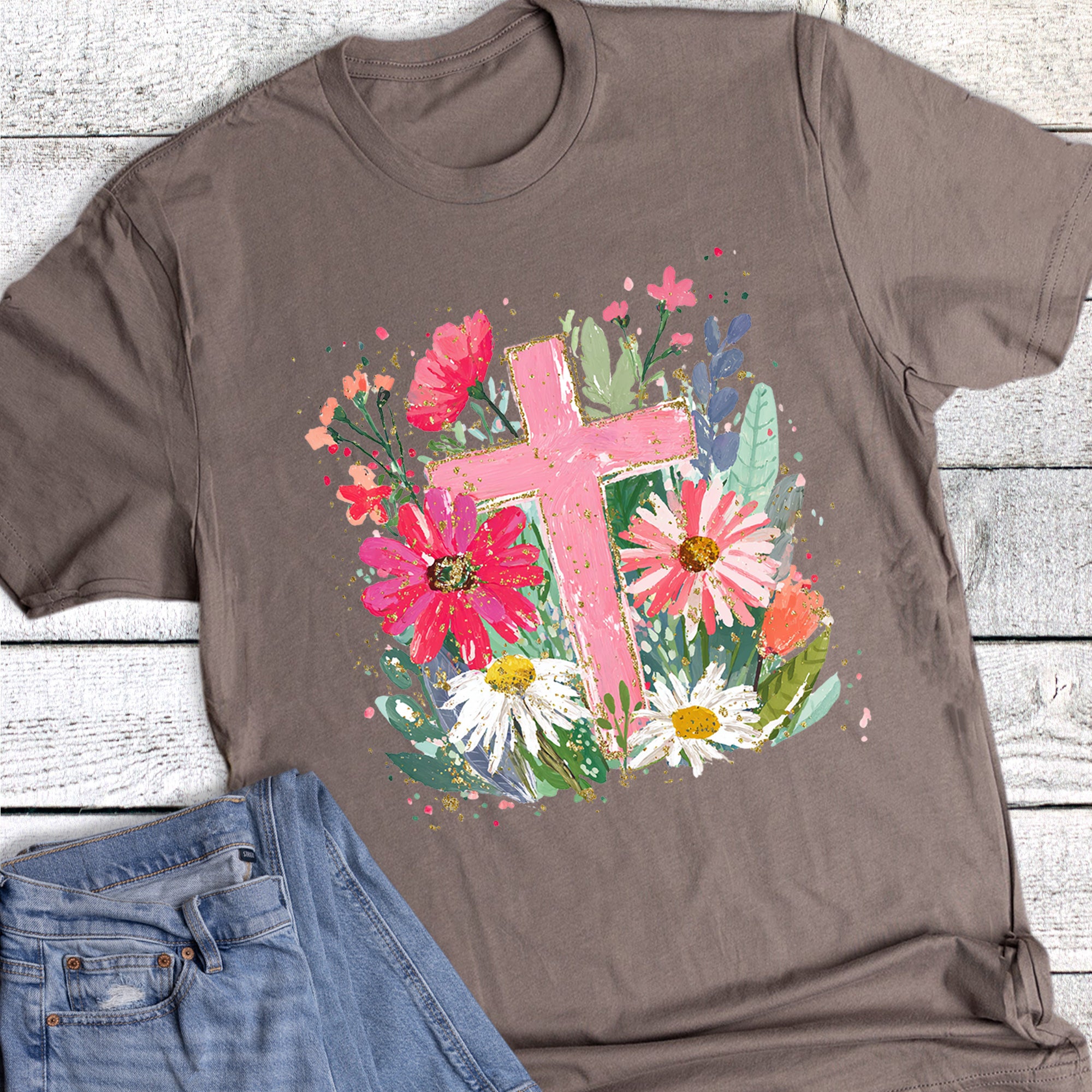 Spring Boho Flower Cross Faith