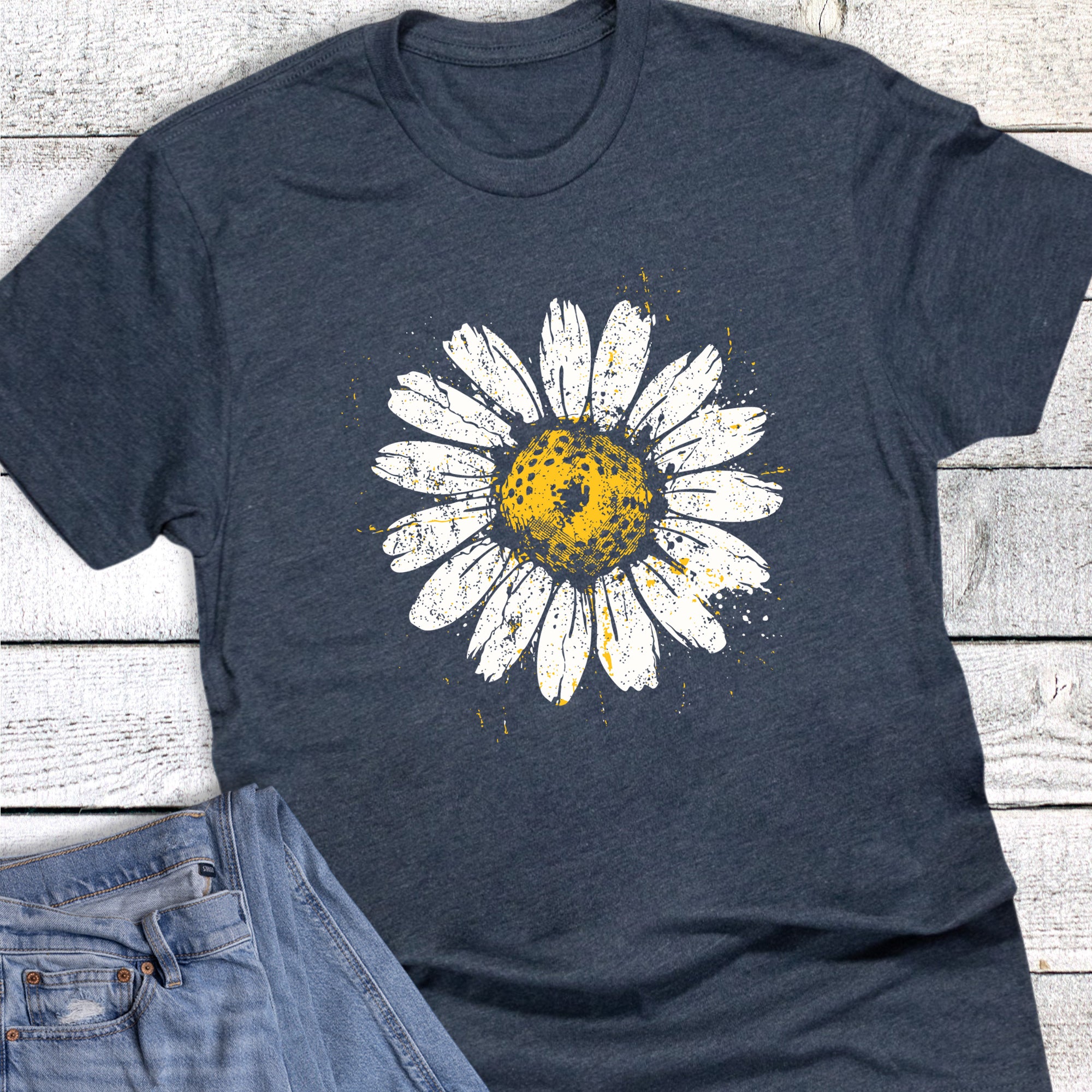 Spring Daisy Floral Distressed