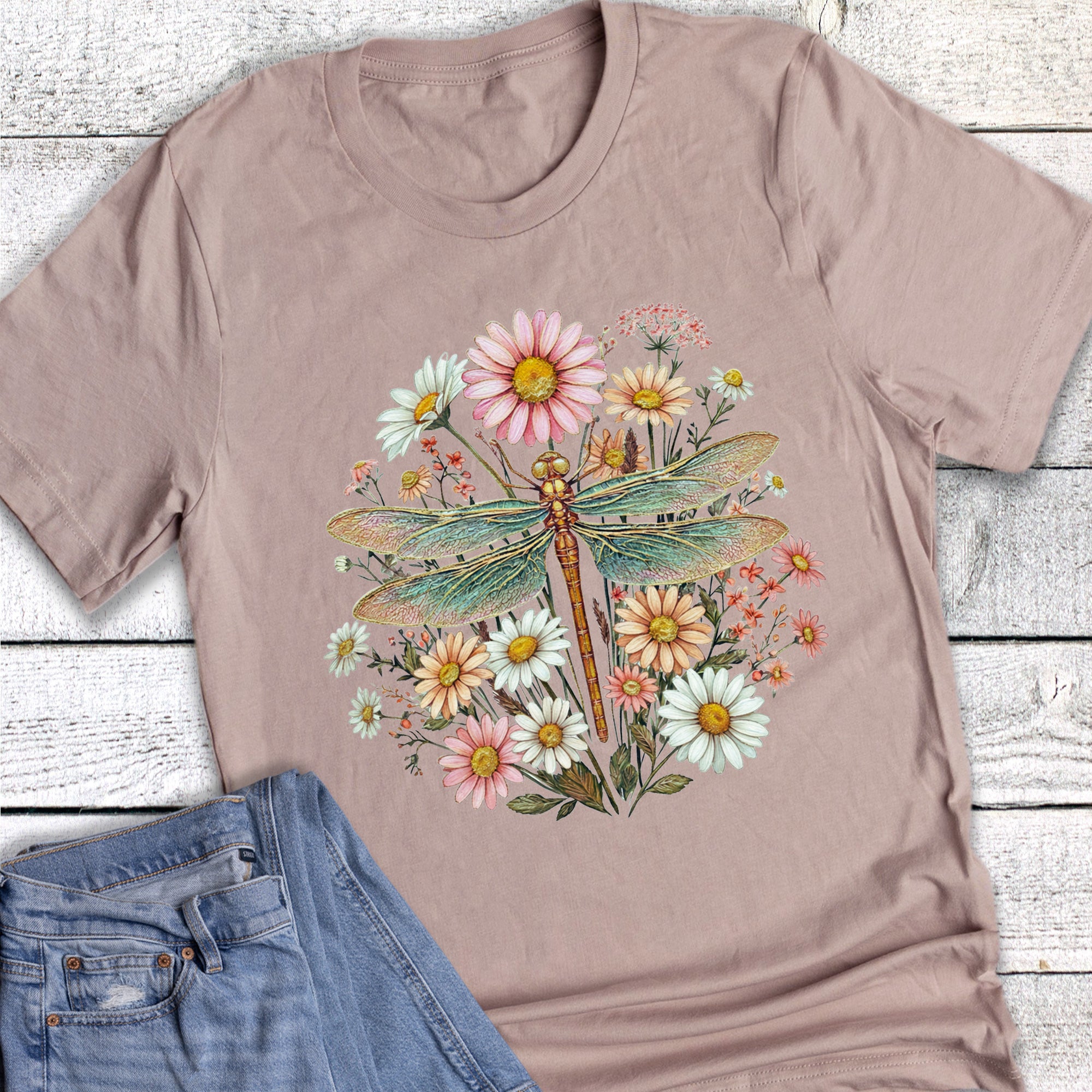 Spring Dragonfly And Flowers