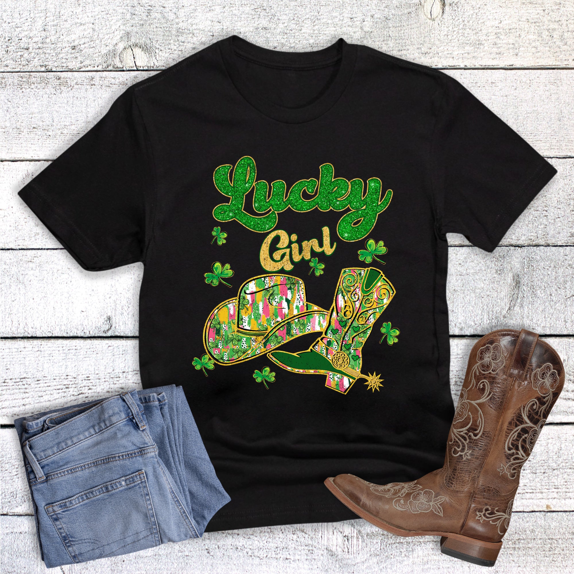 St. Patrick Western Lucky Girl Graphic Tee