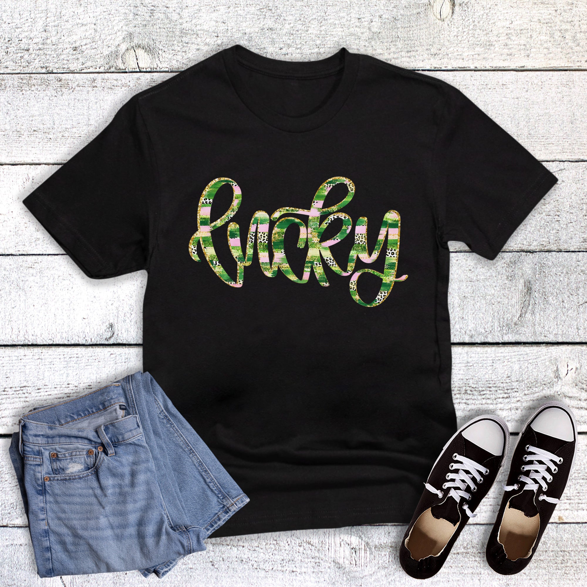 St. Patrick's Lucky Faux Glitter Leopard