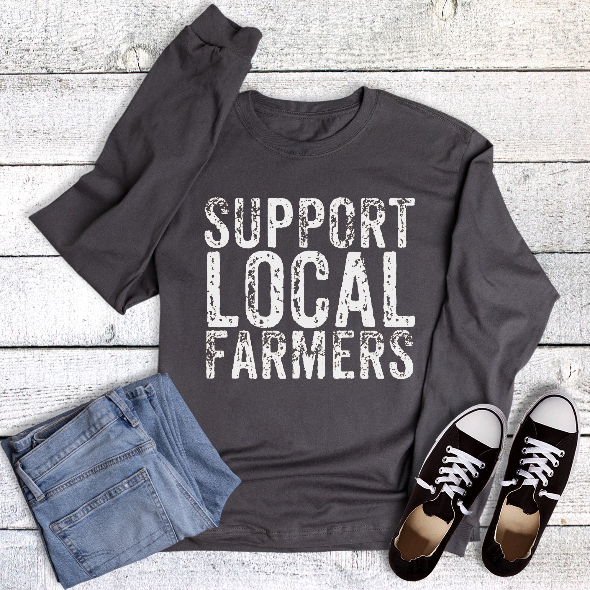 Support Local Farmers Block Long Sleeve