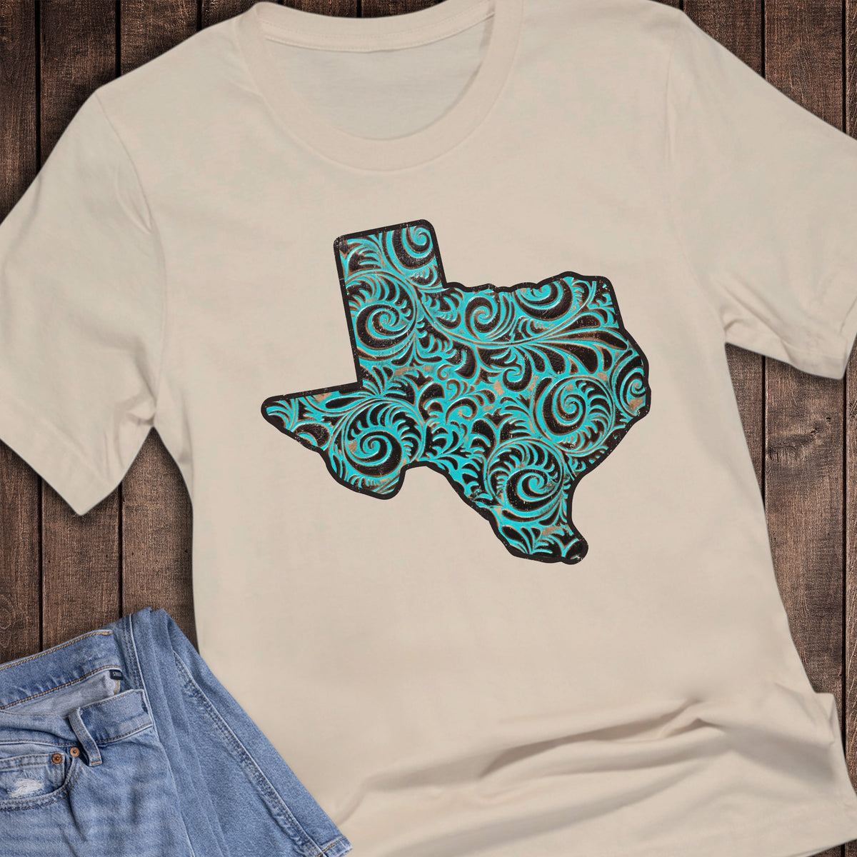 Texas Turquoise Tooled Leather