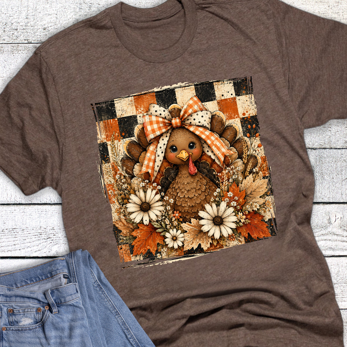 Thanksgiving Boho Turkey Floral Check