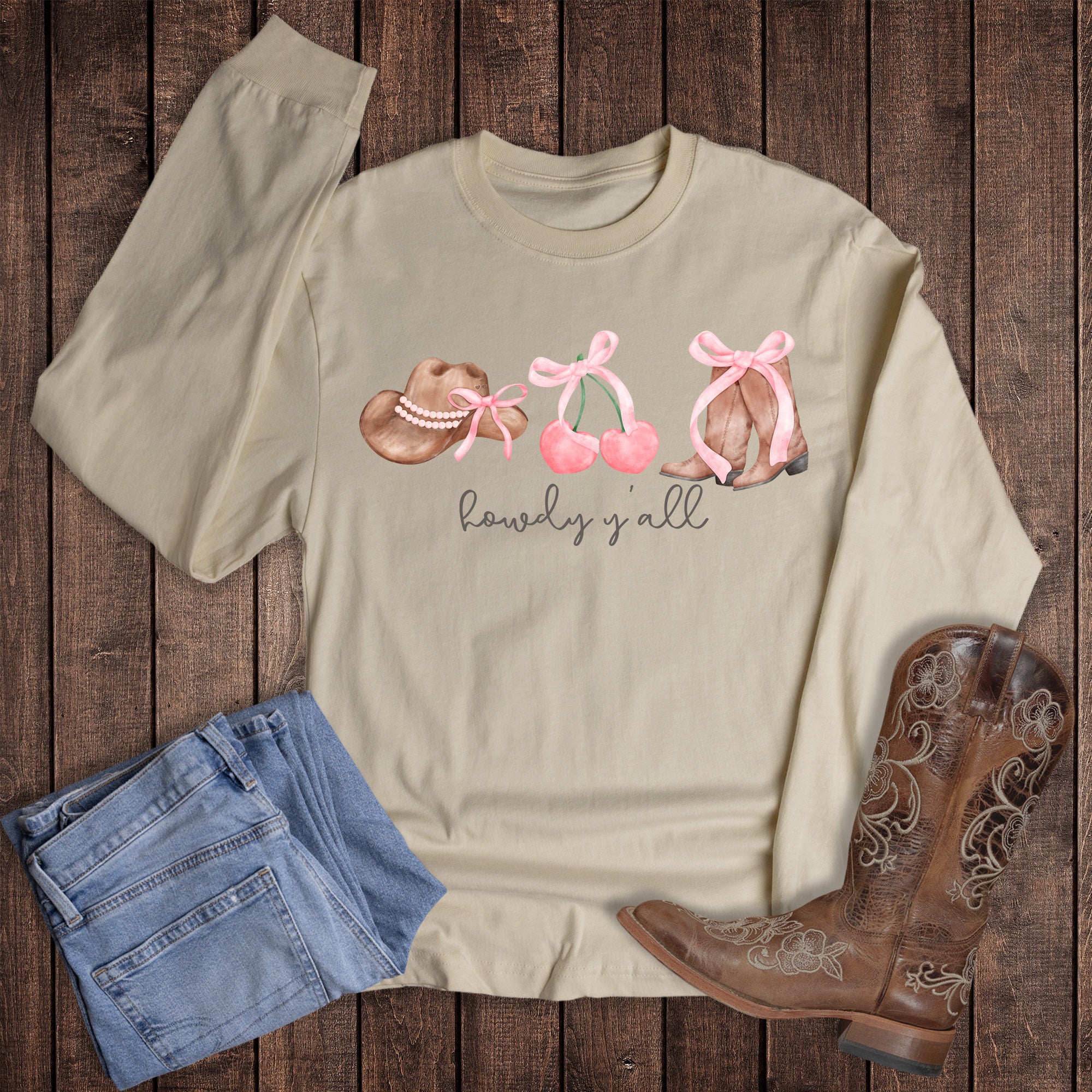 Valentine Coquette Hat Cherries Boots Long Sleeve