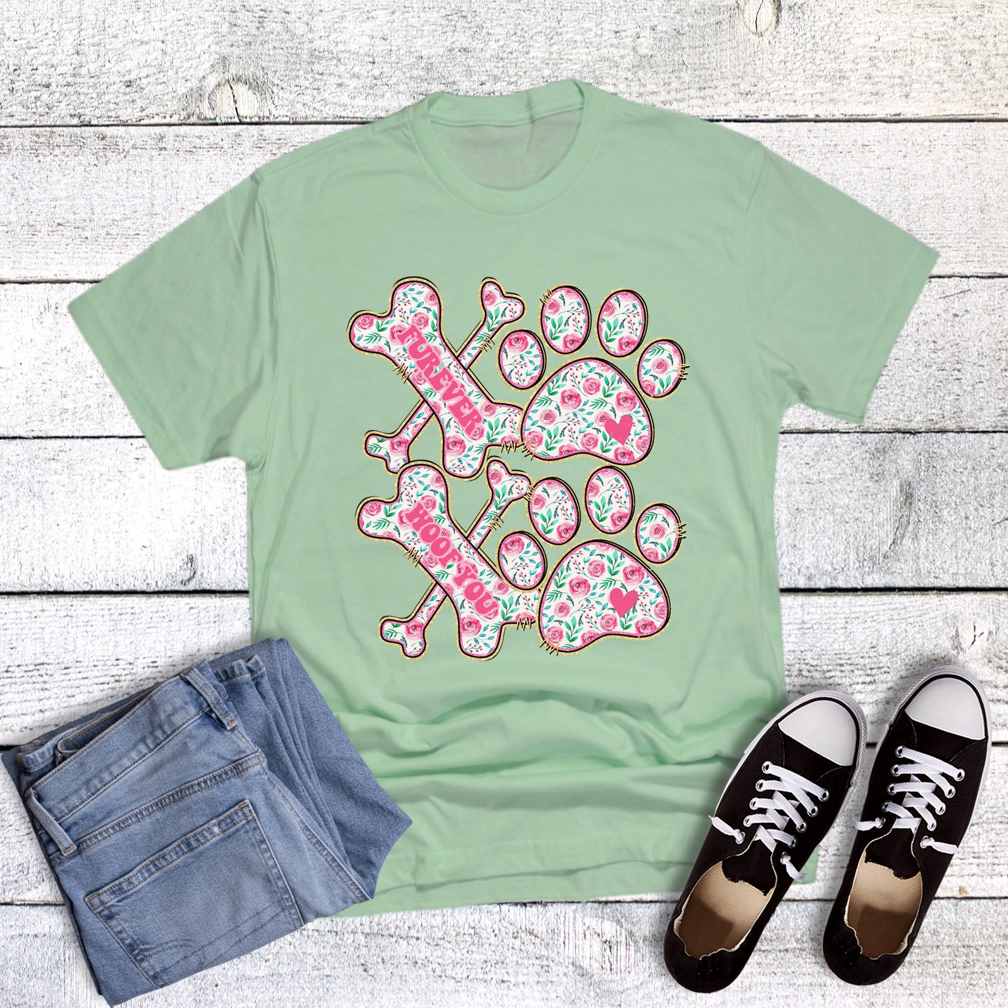 Valentine Floral XOXO Dog Bone and Paw