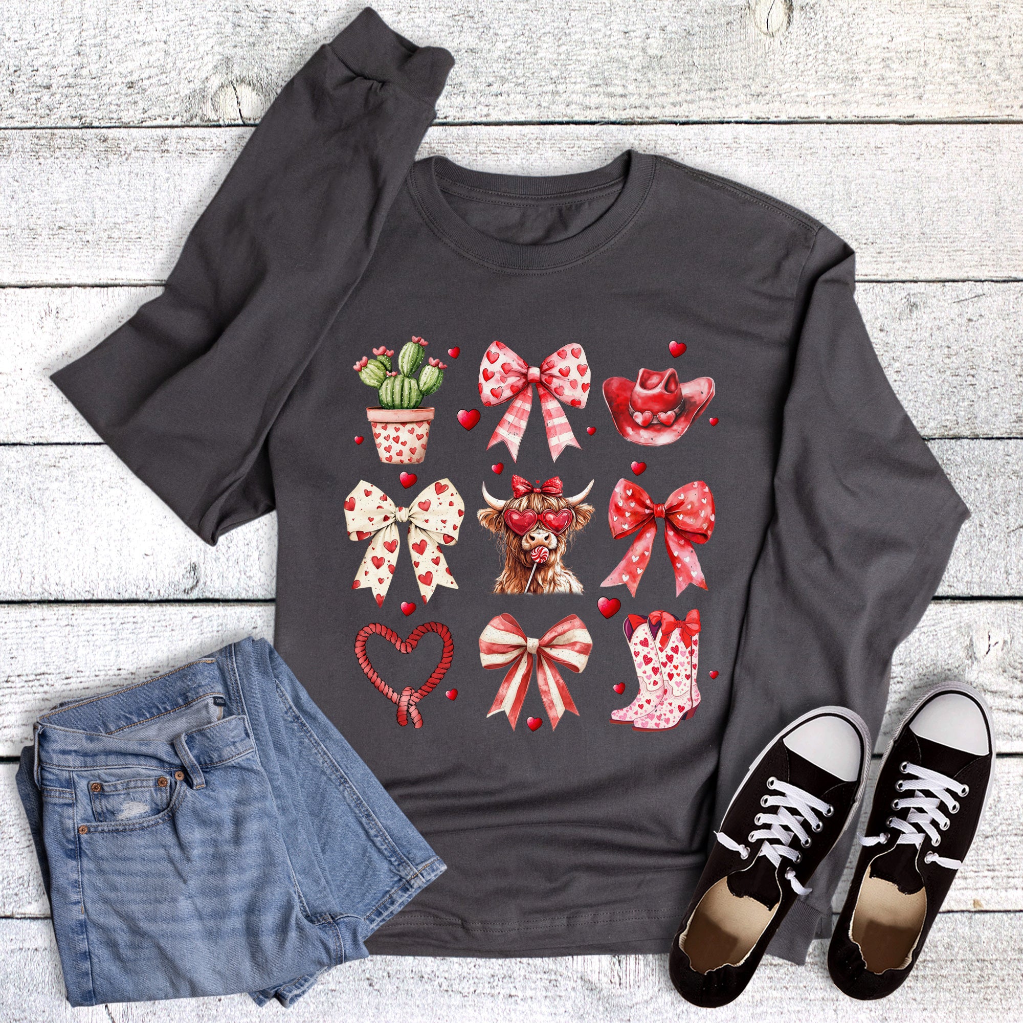 Valentine Western Boots and Hat Collage Long Sleeve