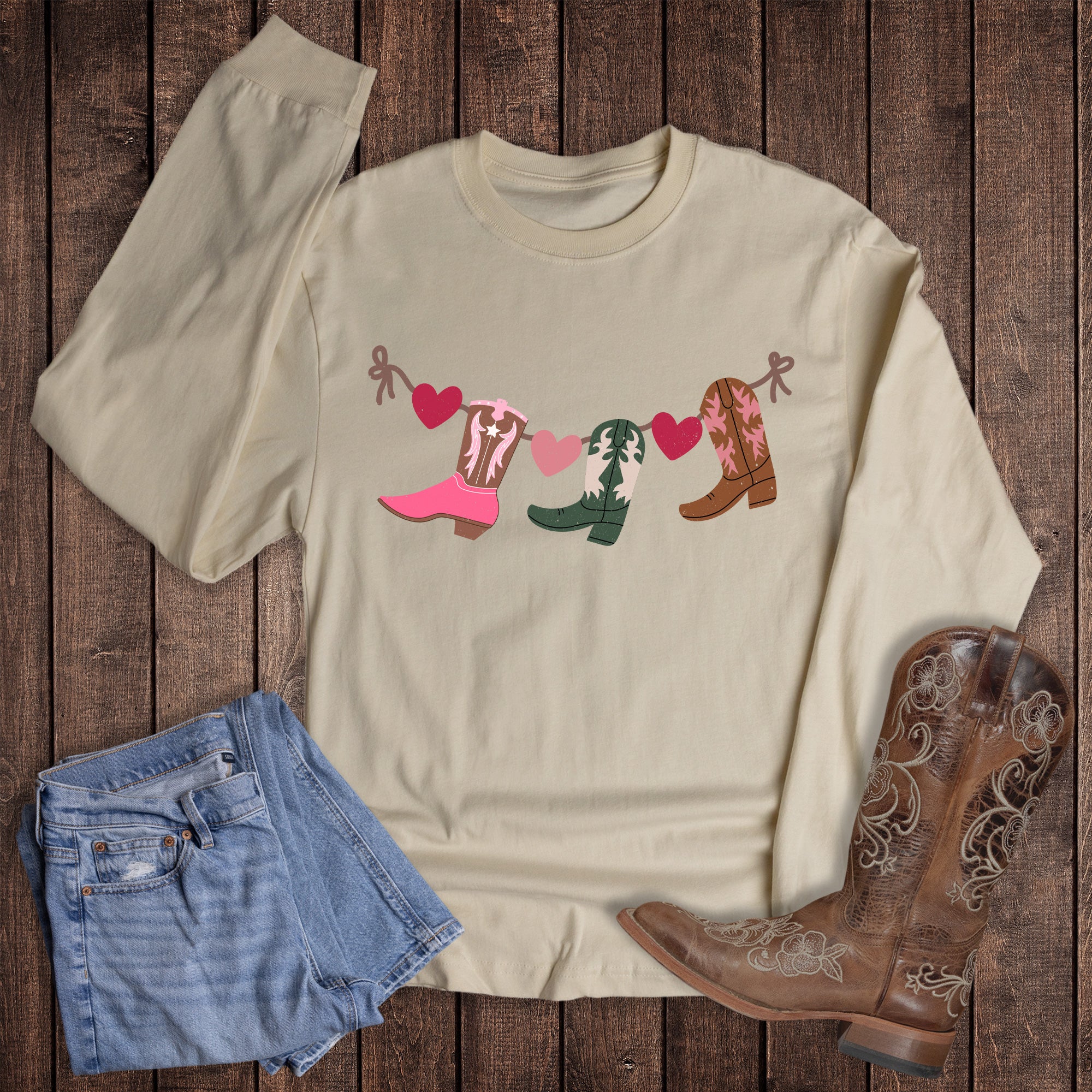 Valentine Western Boots Long Sleeve