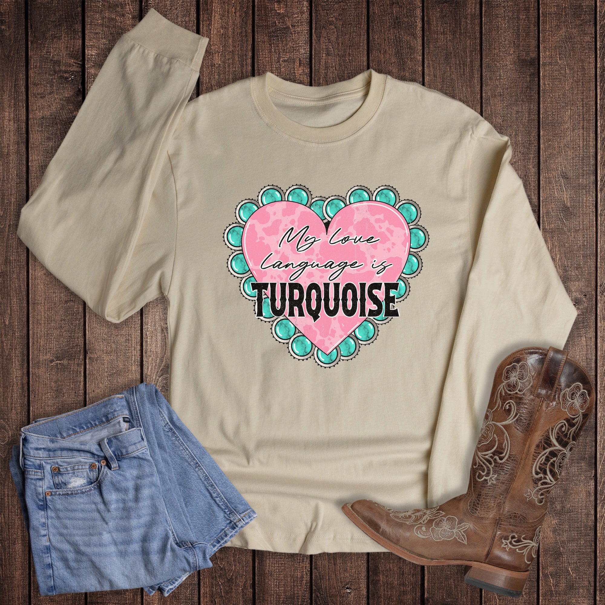 Valentine Western Turquoise Long Sleeve