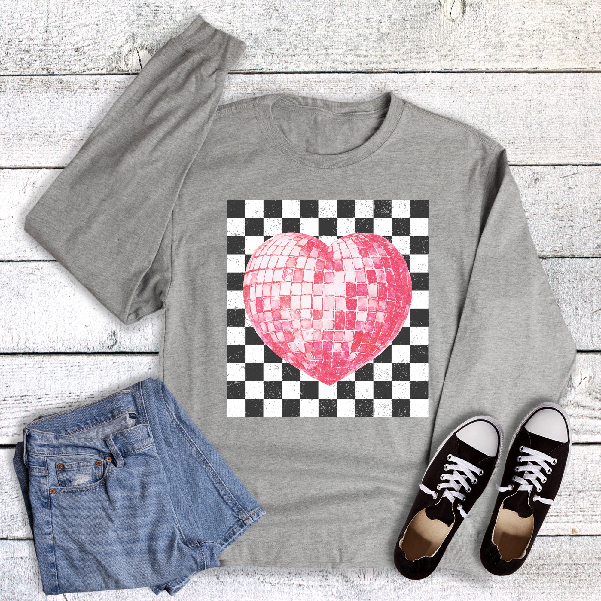 Valentine's Disco Heart Long Sleeve
