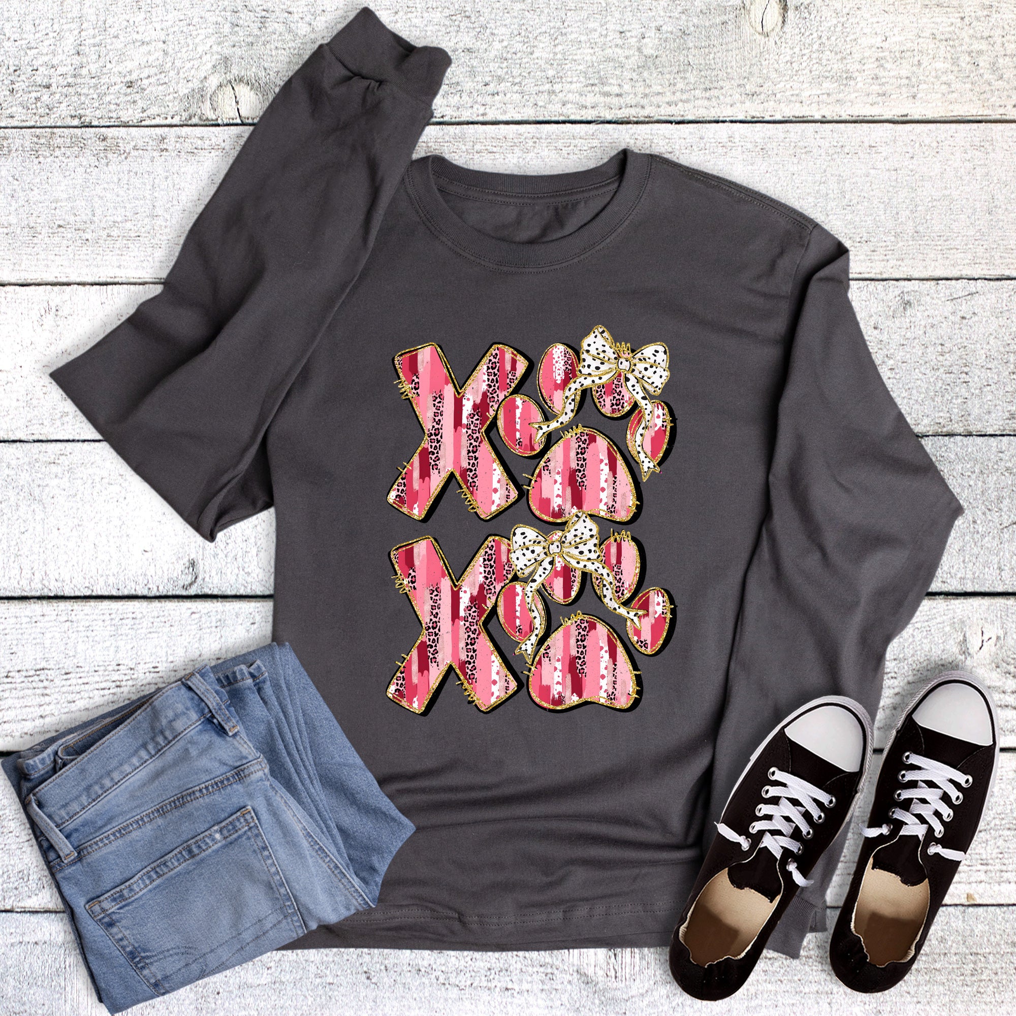 Valentines Dog Cat XOXO Long Sleeve