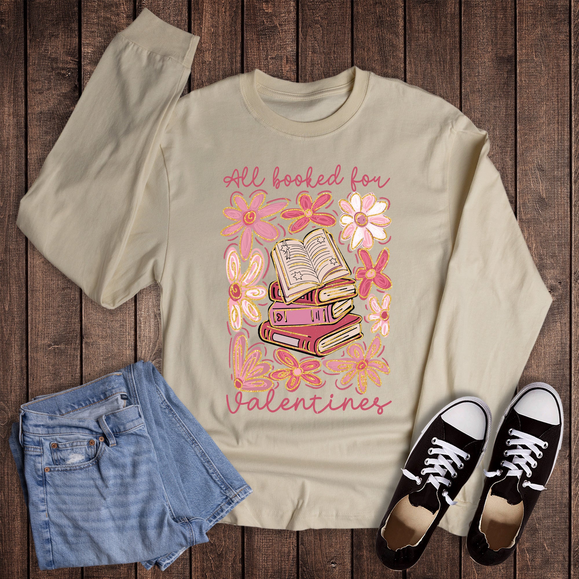 Valentines Reading Boho All Booked Long Sleeve