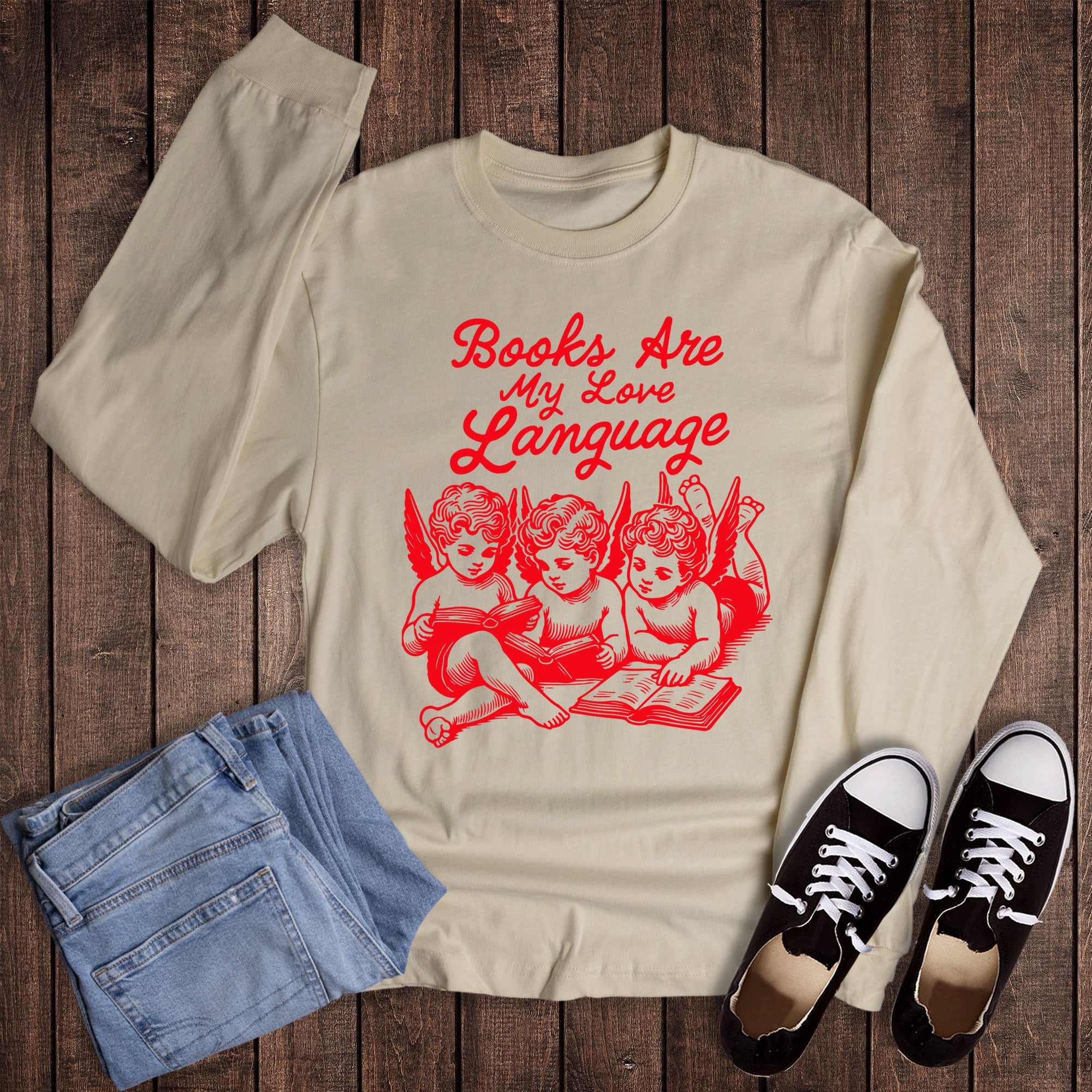 Valentines Reading Books Are My Love Language Long Sleeve