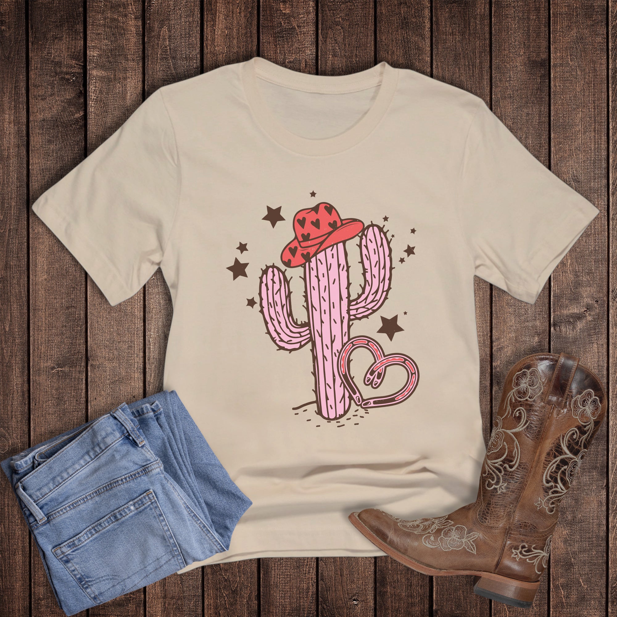 Valentines Western Cactus and Horseshoe
