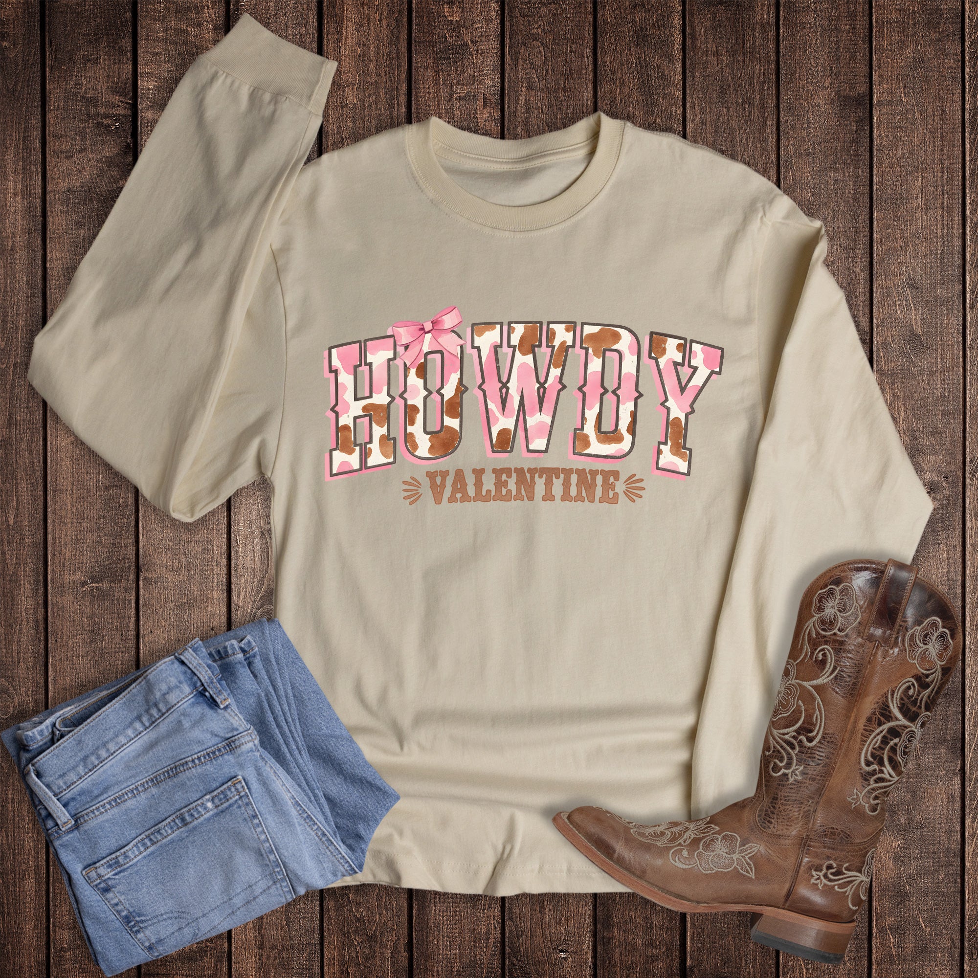 Valentines Western Howdy Long Sleeve