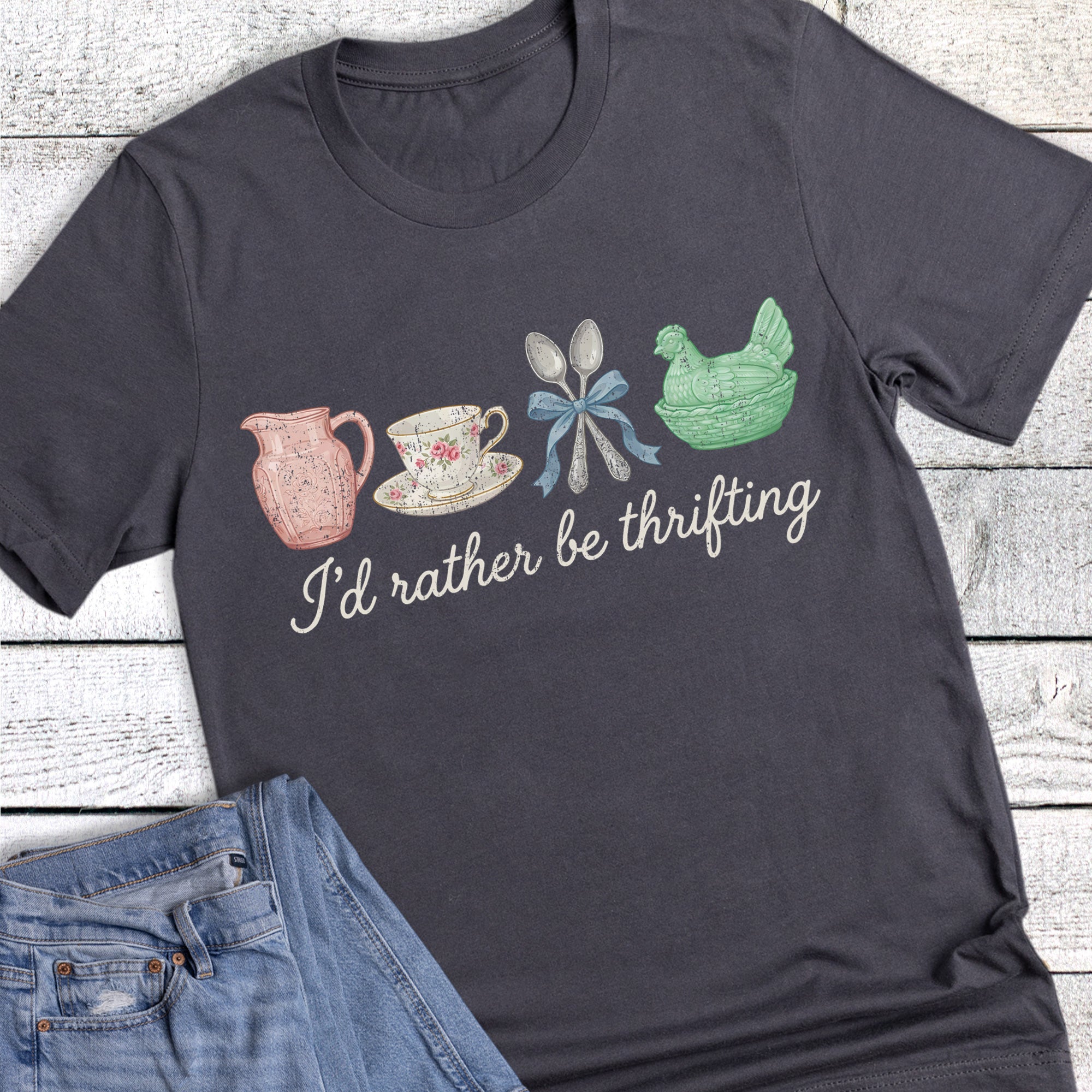Vintage I'd Rather Be Thrifting Teacup