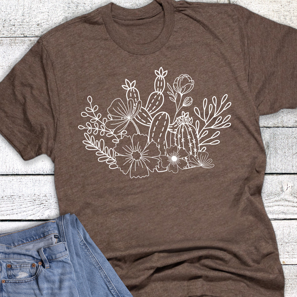 Western Cacti Floral Outline