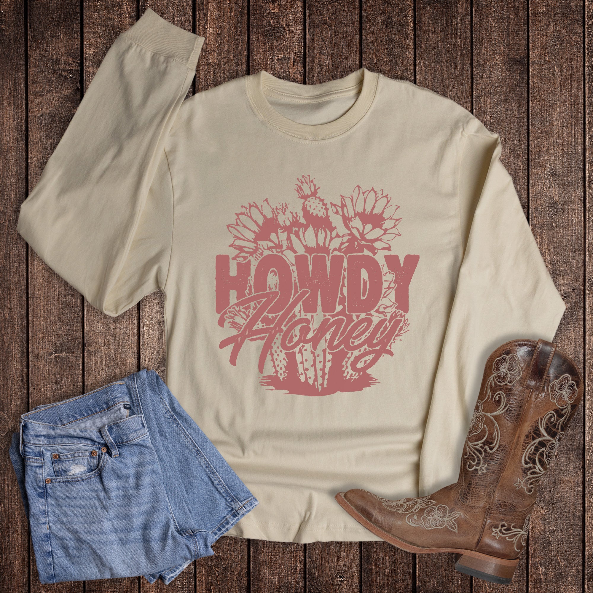 Western Cactus Howdy Honey Long Sleeve
