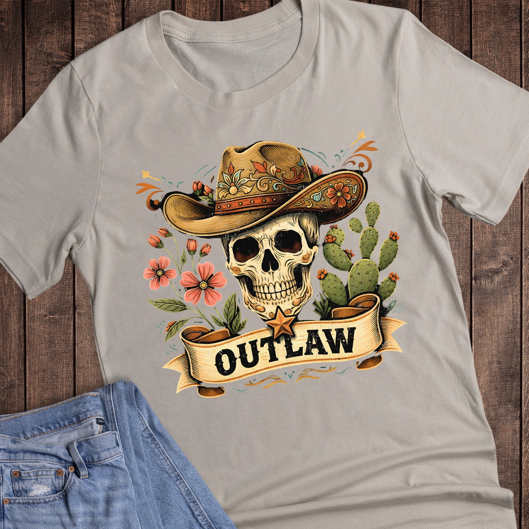 Western Cowboy Skull Outlaw Cactus