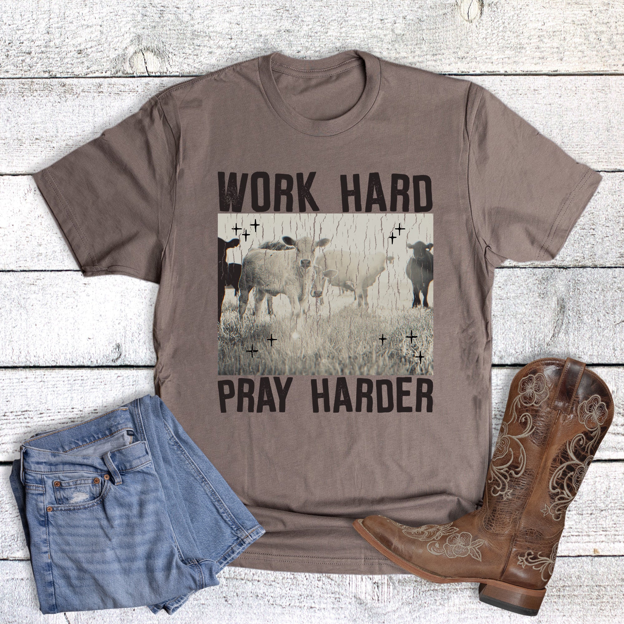 Western Faith Cows Work Hard Pray Harder