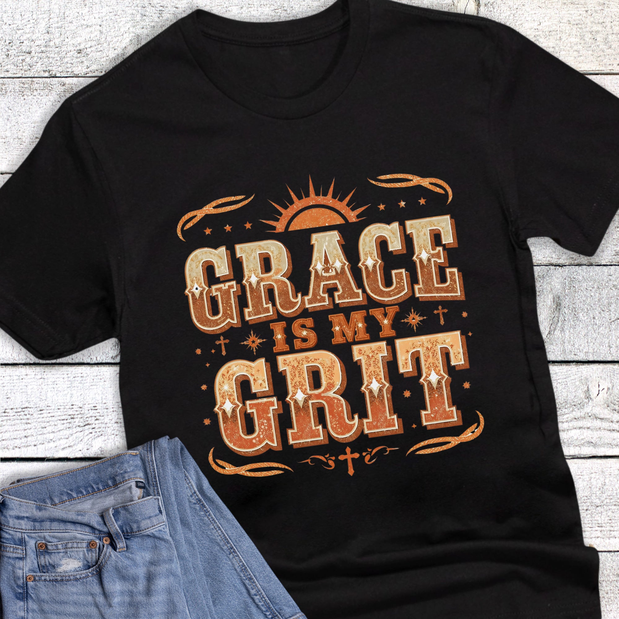Western Faith Grace Is My Grit Graphic Tee