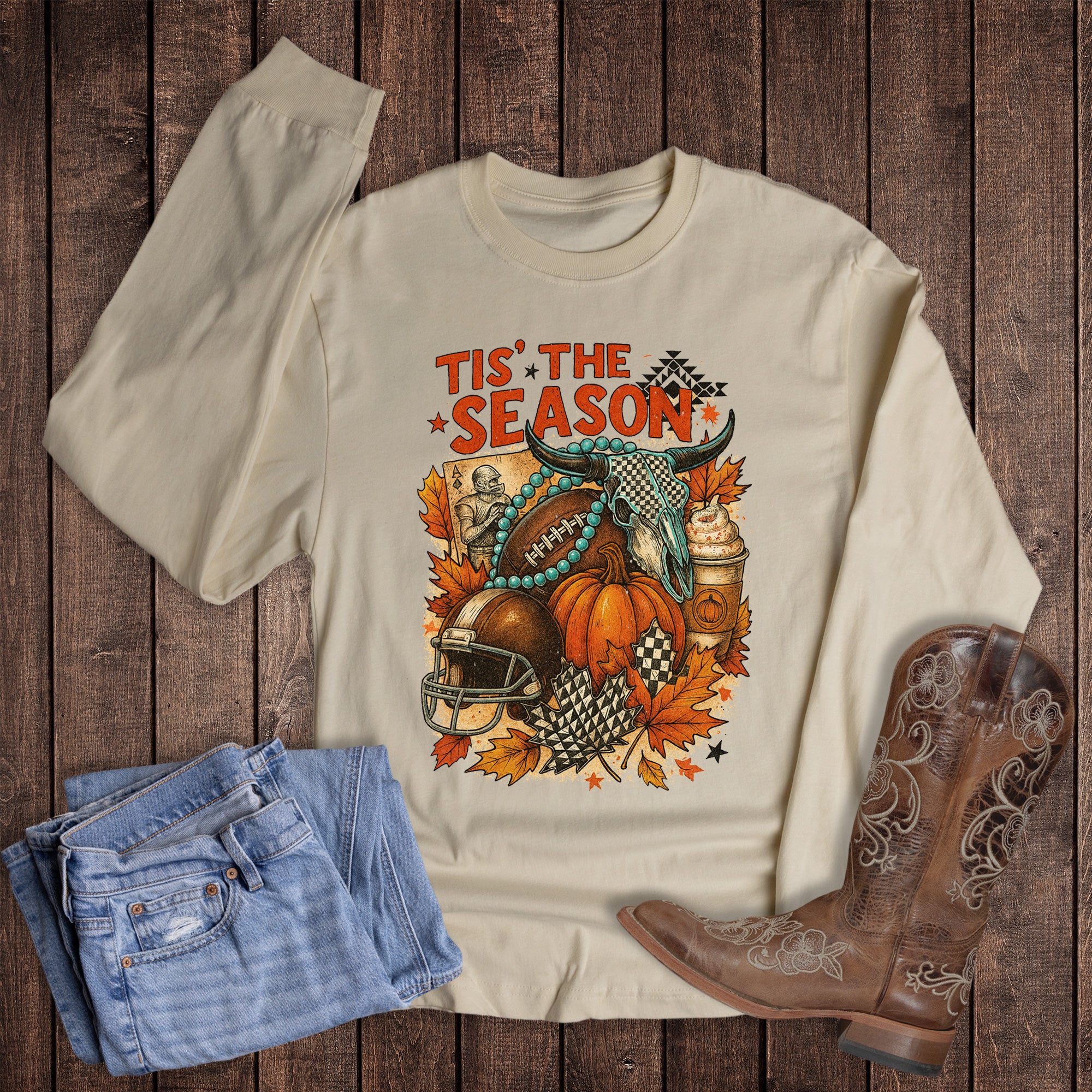 Western Football Turquoise Tis the Season Long Sleeve