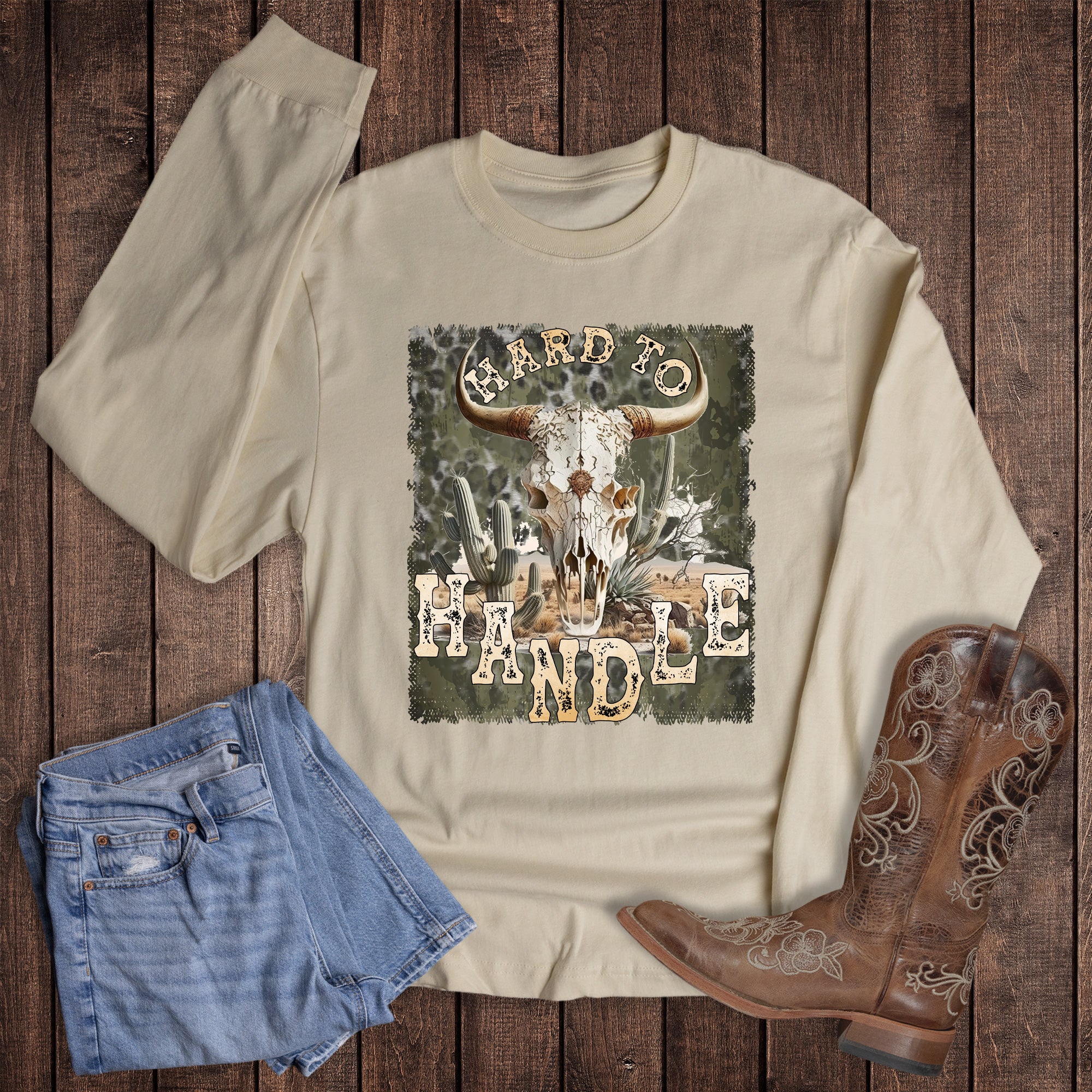 Western Hard to Handle Cow Skull Long Sleeve