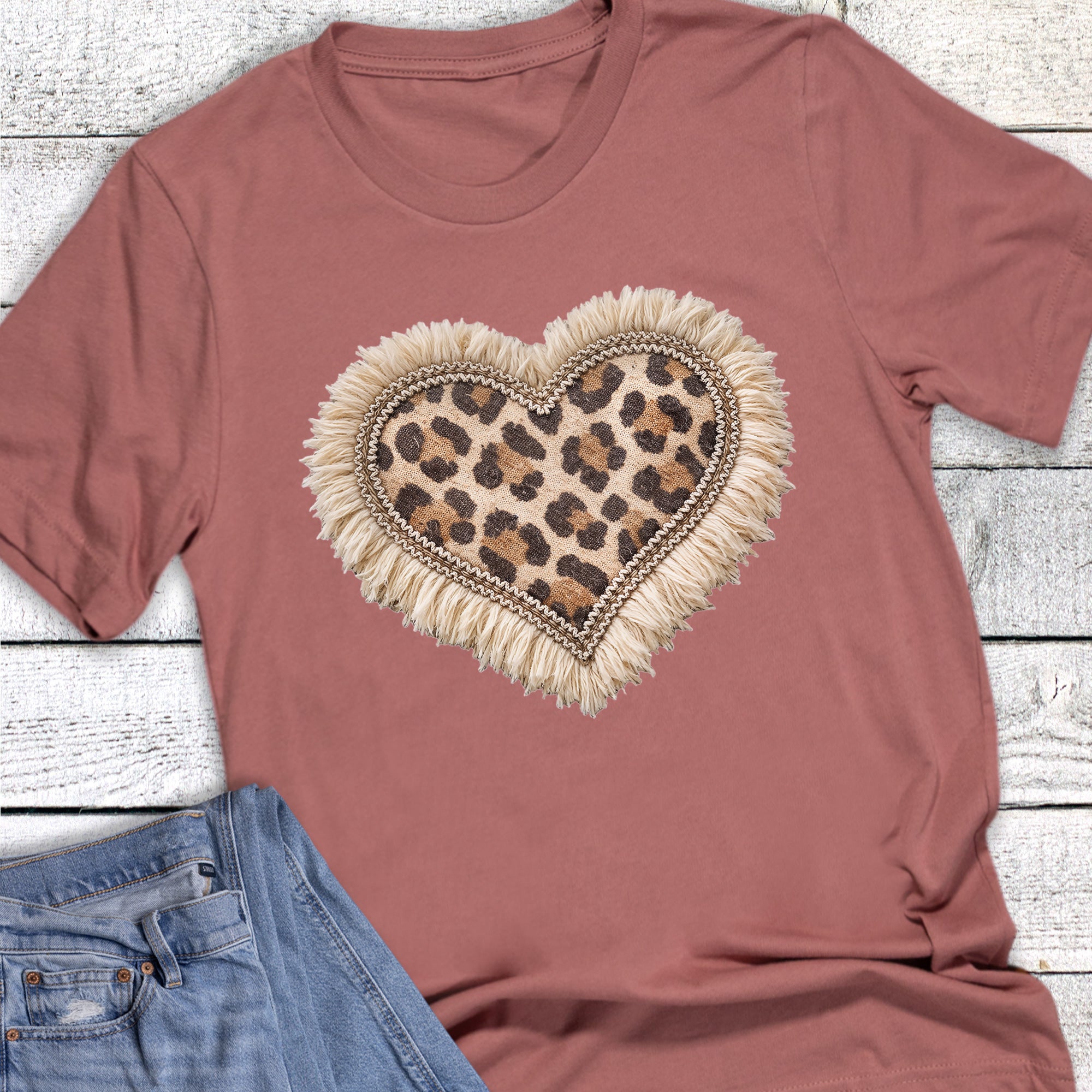 Western Heart Leopard Fringe