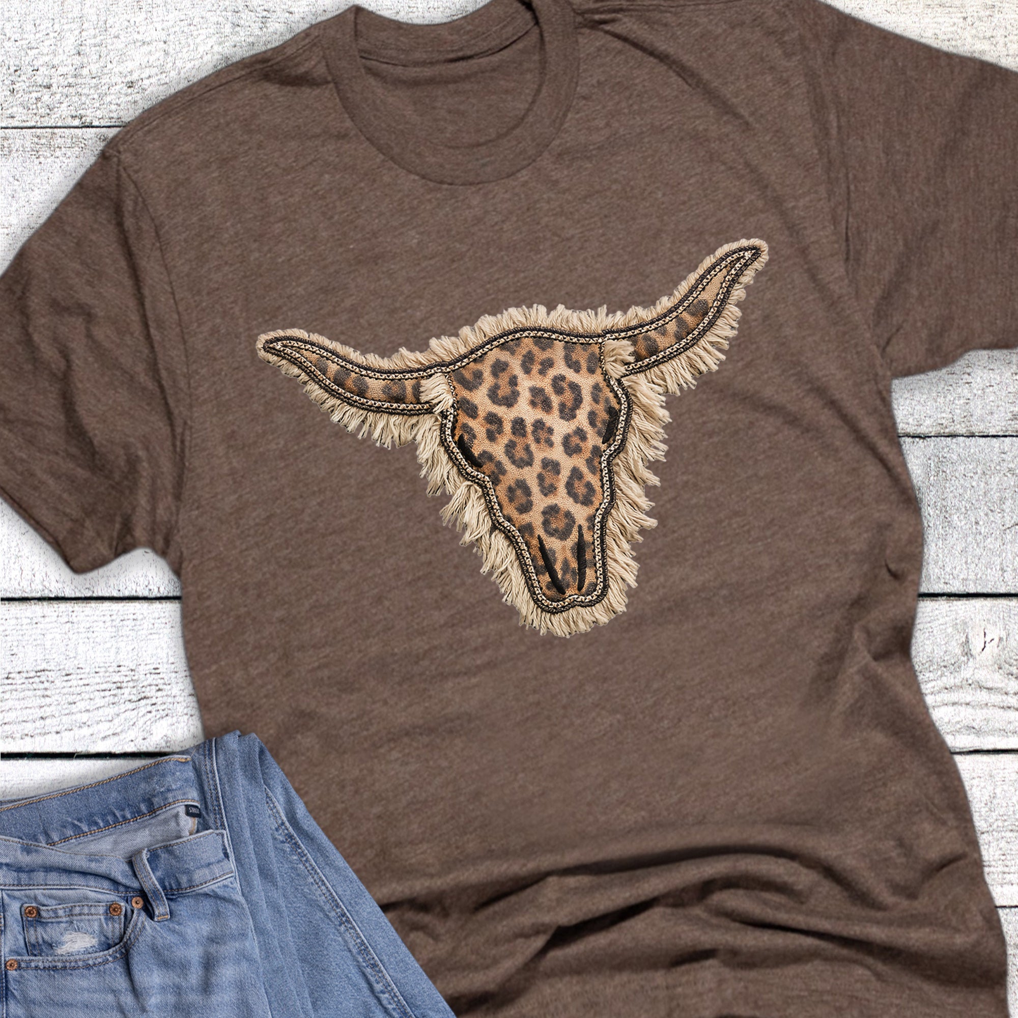 Western Leopard Cow Skull Fringe