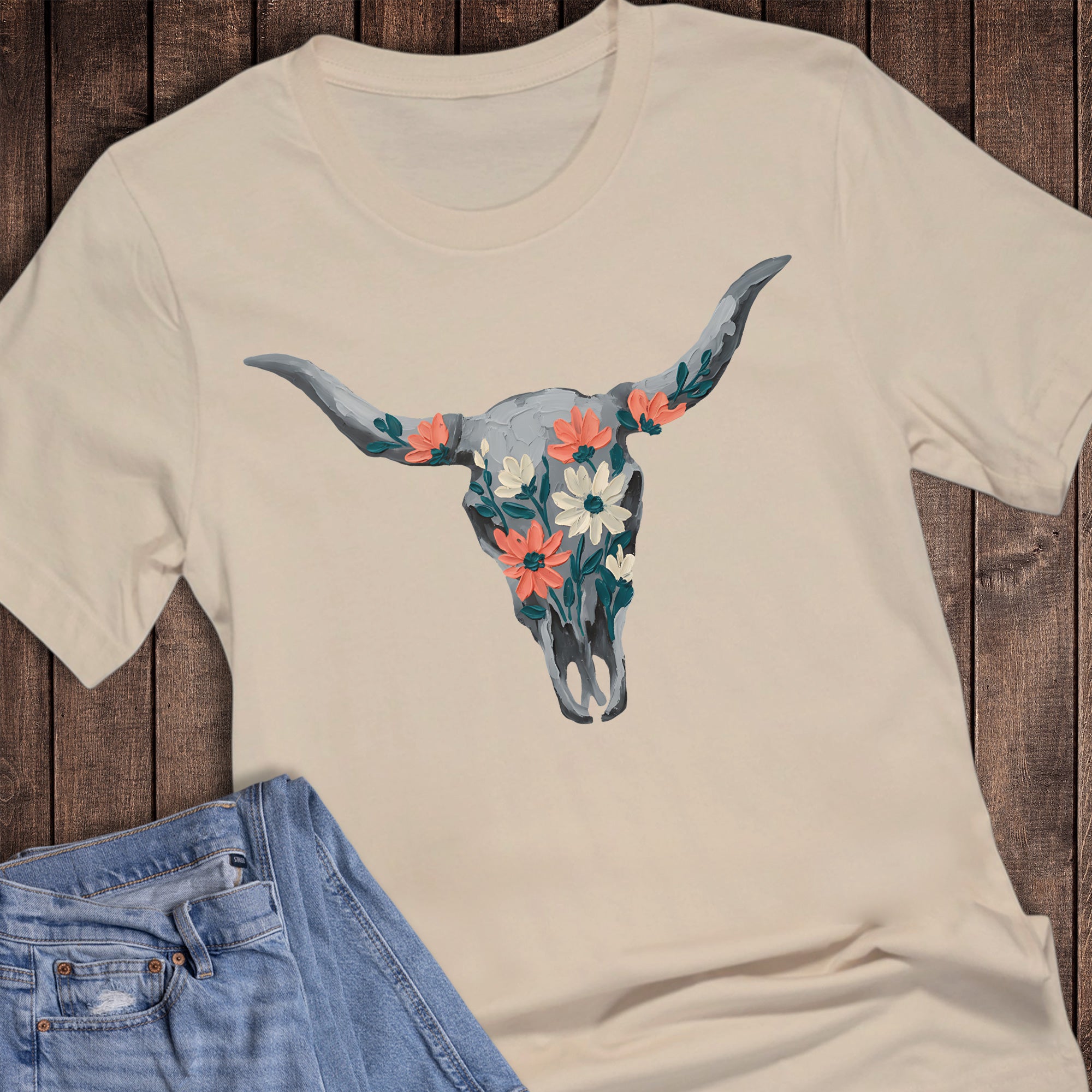 Western Spring Flower Cow Skull