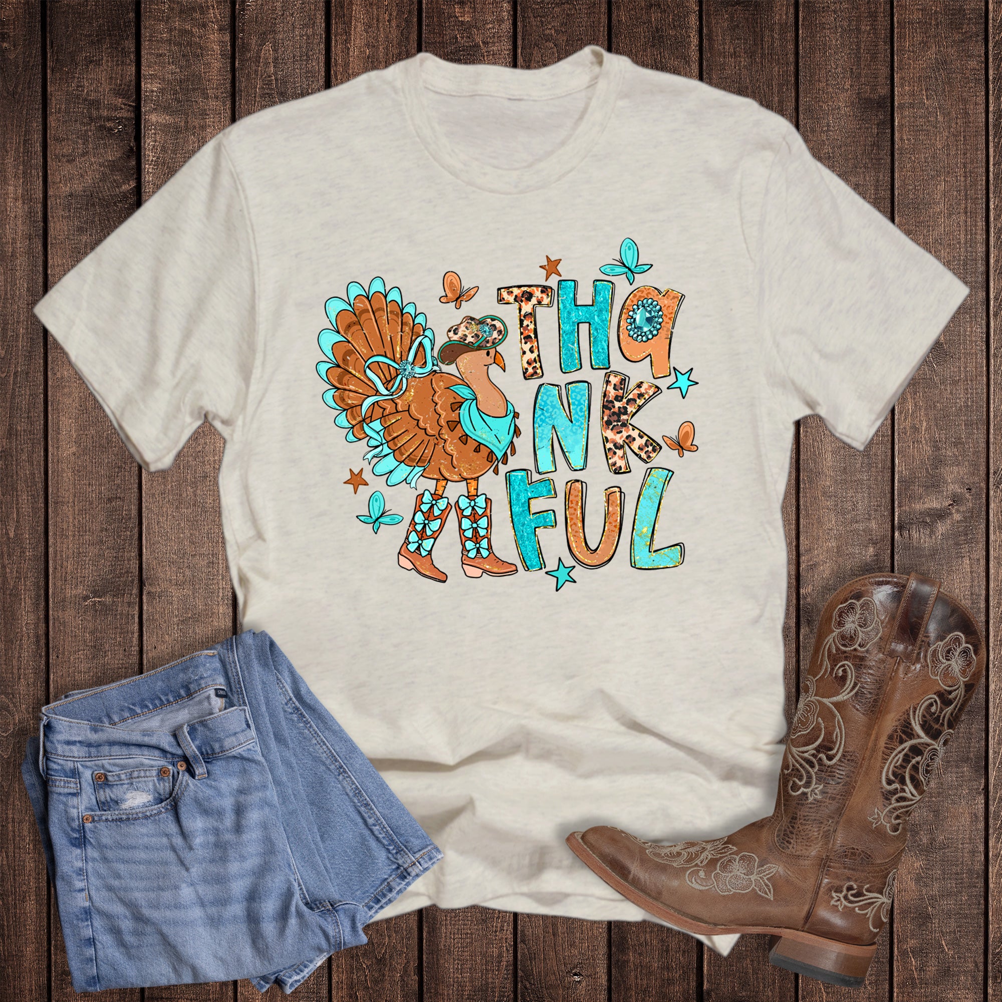 Western Thanksgiving Turkey in Boots Thankful