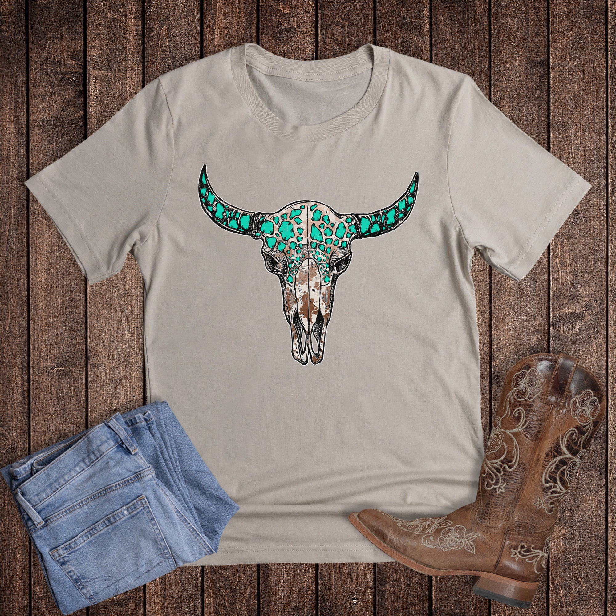 Western Turquoise Cow Skull