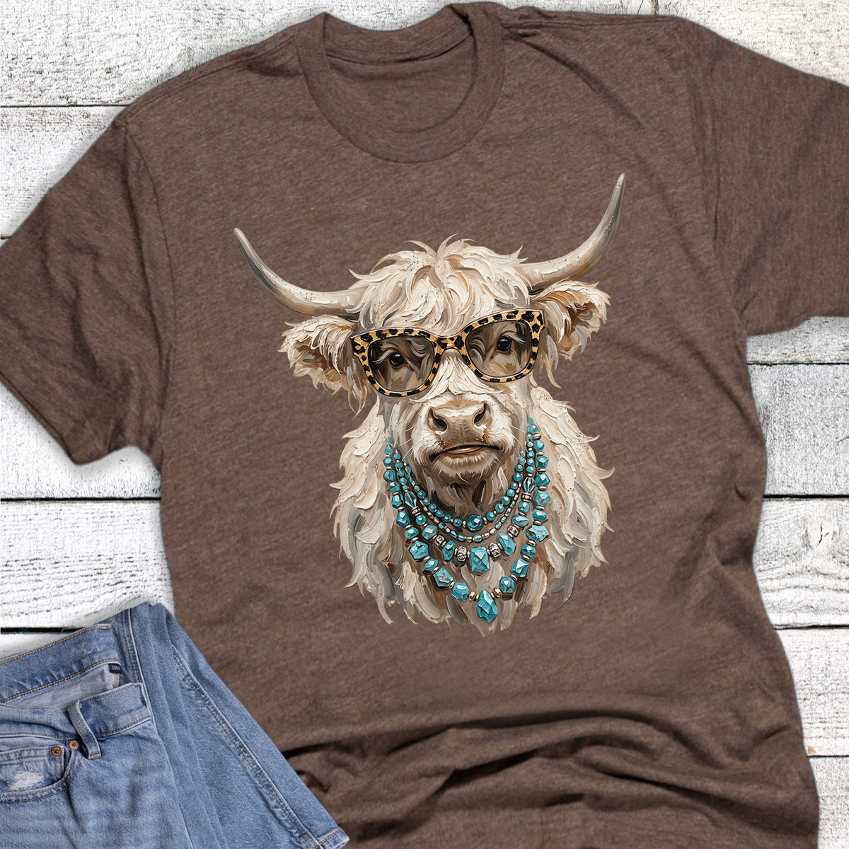 Western Turquoise Glam Cow