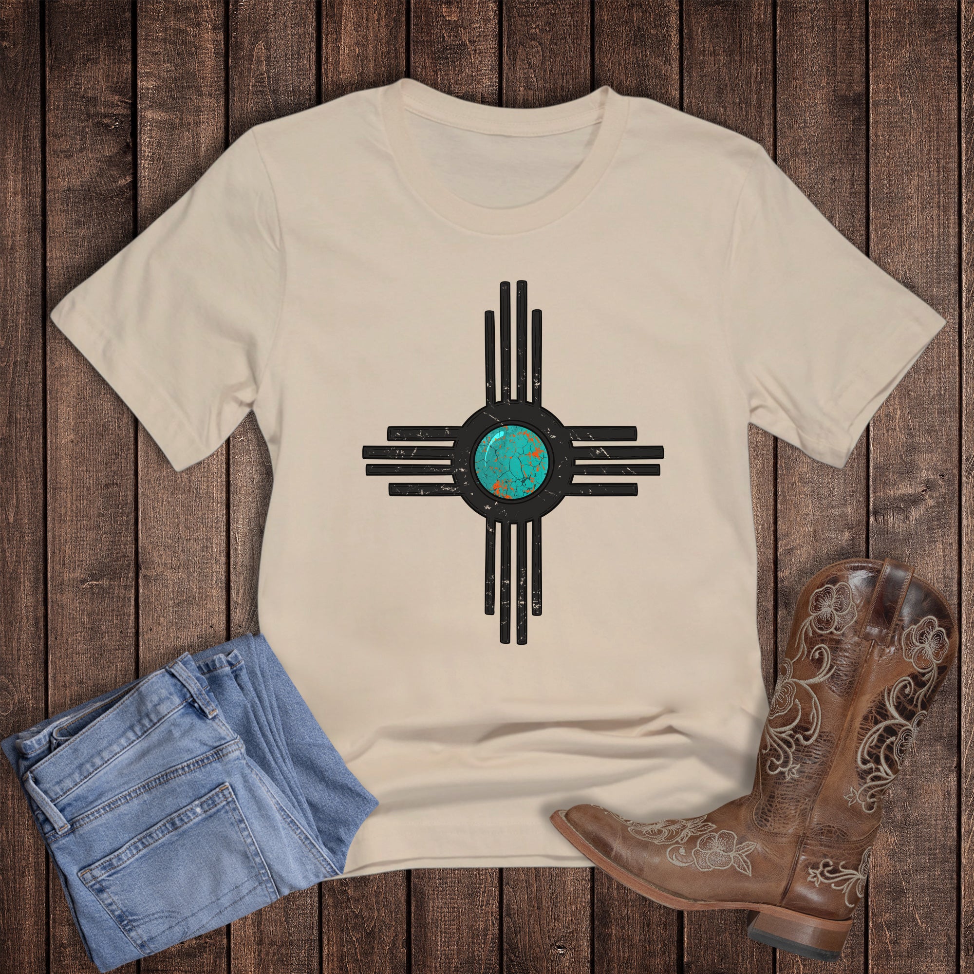 Western Turquoise Sun Design