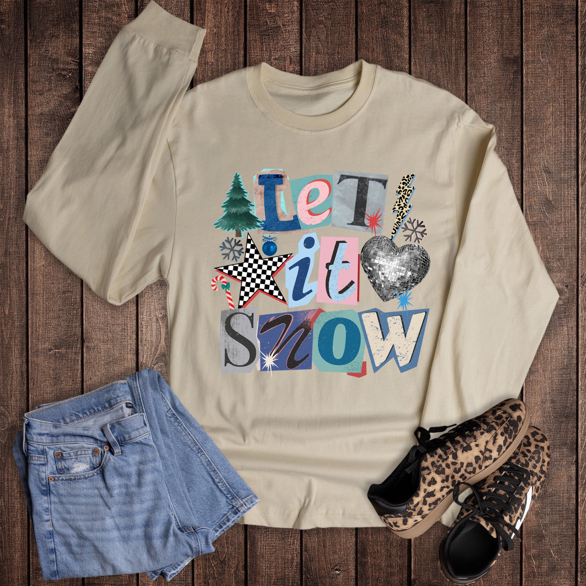 Winter Let it Snow Magazine Letters Long Sleeve